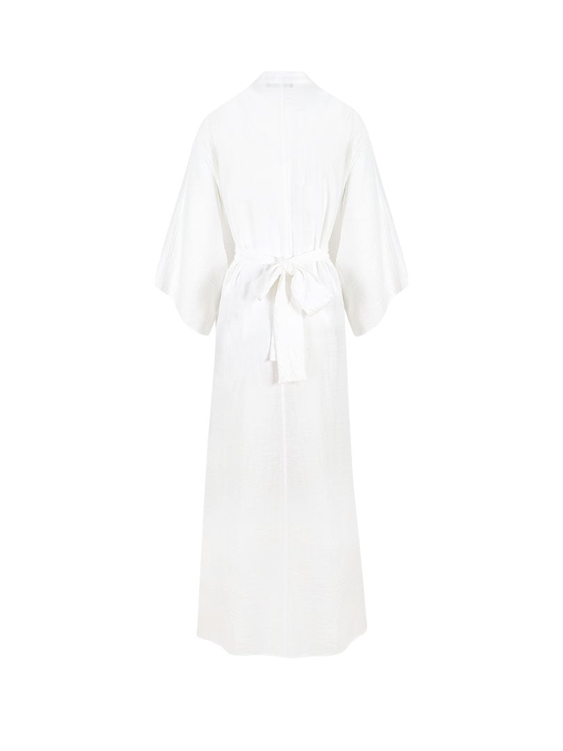 Belted Viscose Robe White Rivus
