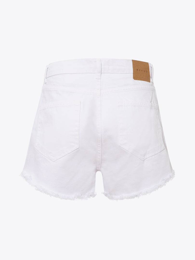 Ripped Jean Shorts White Rivus