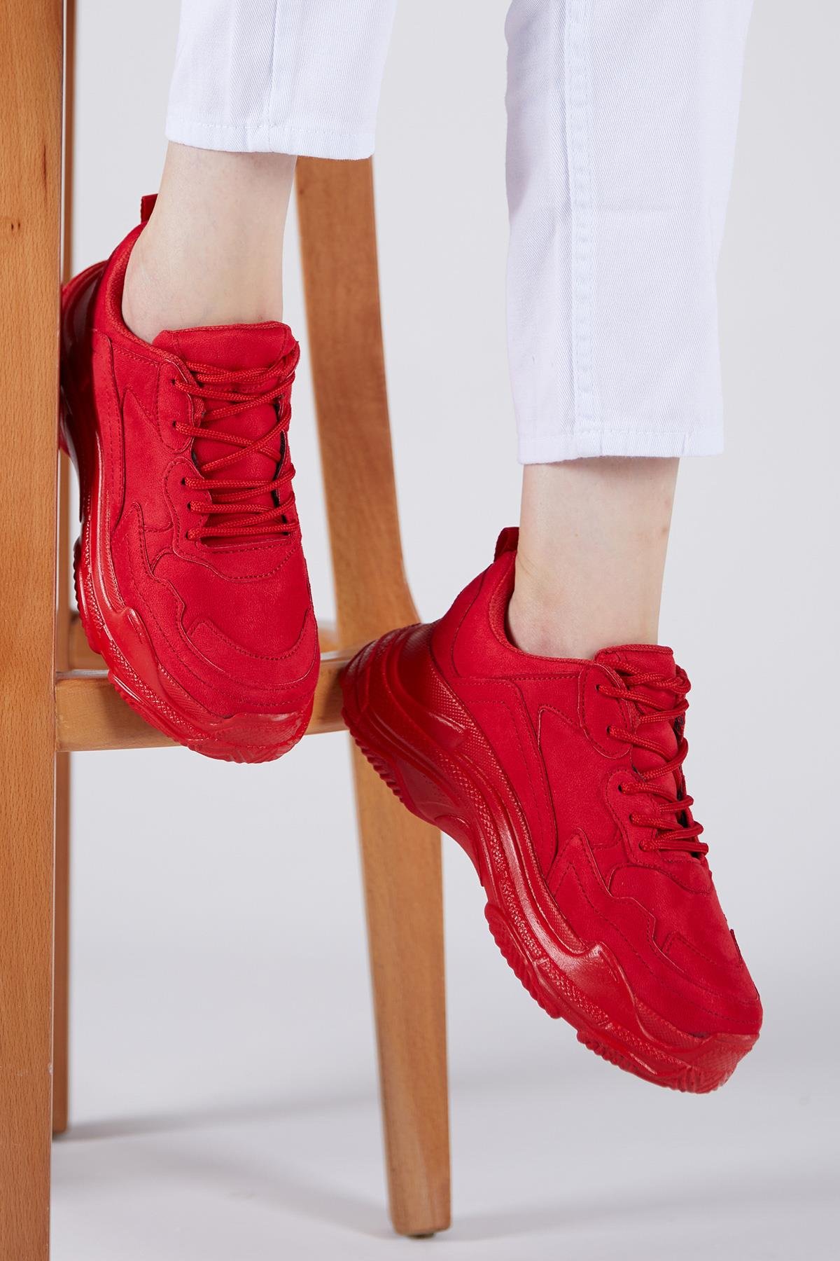 Kadın Kırmızı Süet Spor Ayakkabı Bls-Q | Tonny Black