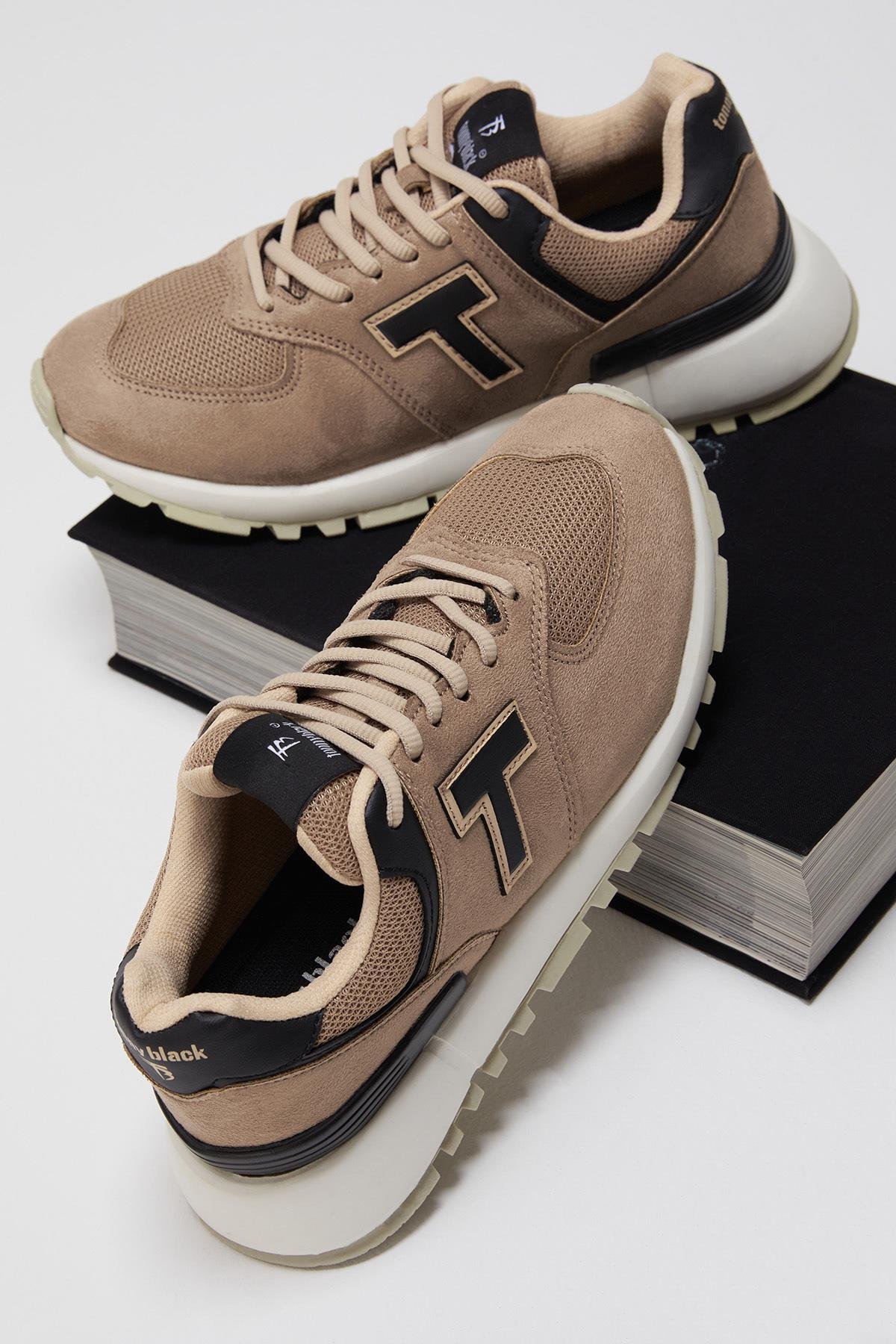 Unisex Bej Kaymaz Eva Taban Bağcıklı Sneaker