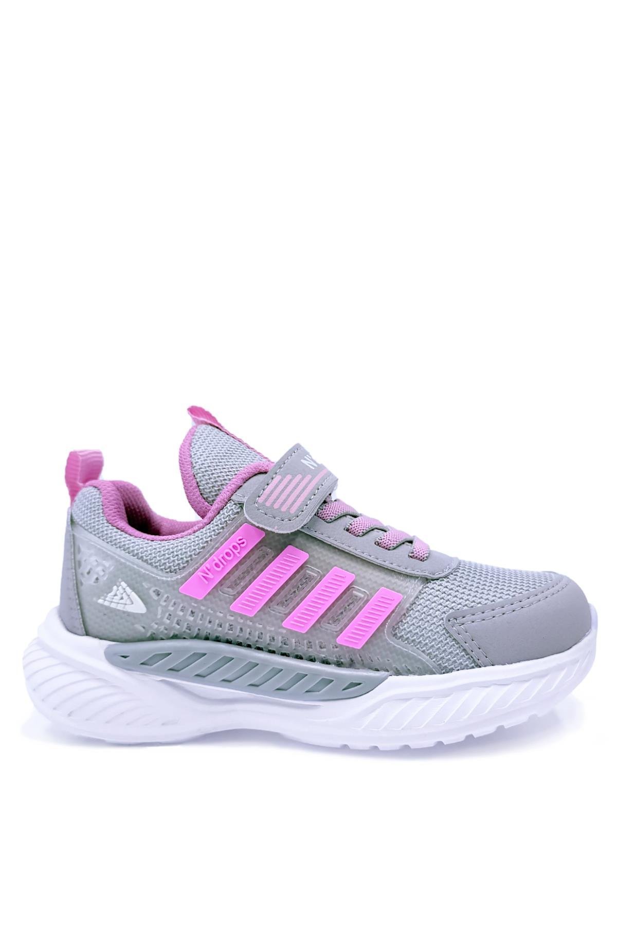 Kidx Drops Stripes Sneaker Kız Çocuk Spor Ayakkabı Pembe Gri