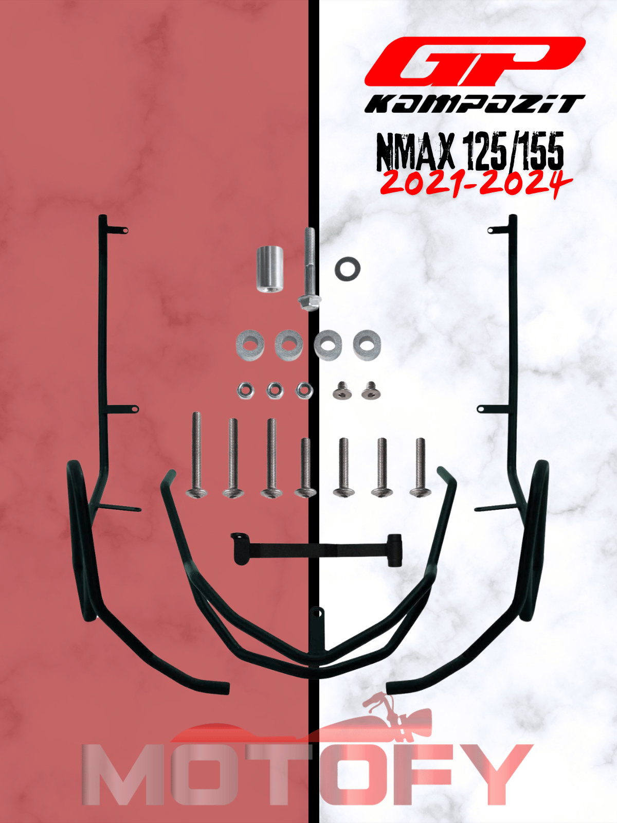 Paramani Fumé GP Kompozit Per Yamaha NMAX 125 / 155 2023-2024 - Protezione Mani Da Vento E Sassi