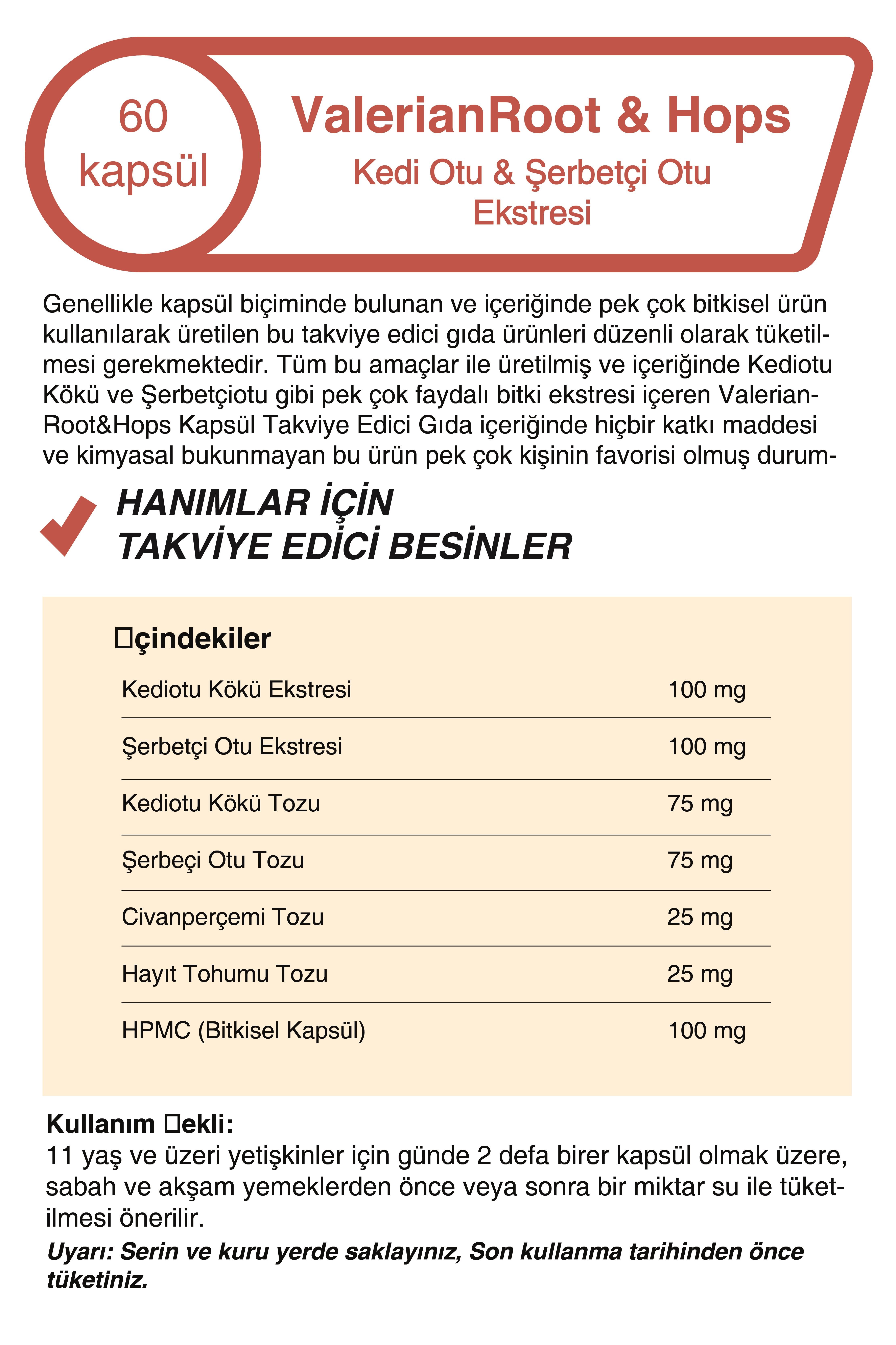 Kedi Otu Ekstresi & Şerbetçi Otu Ekstresi 500 Mg 60 Kapsül