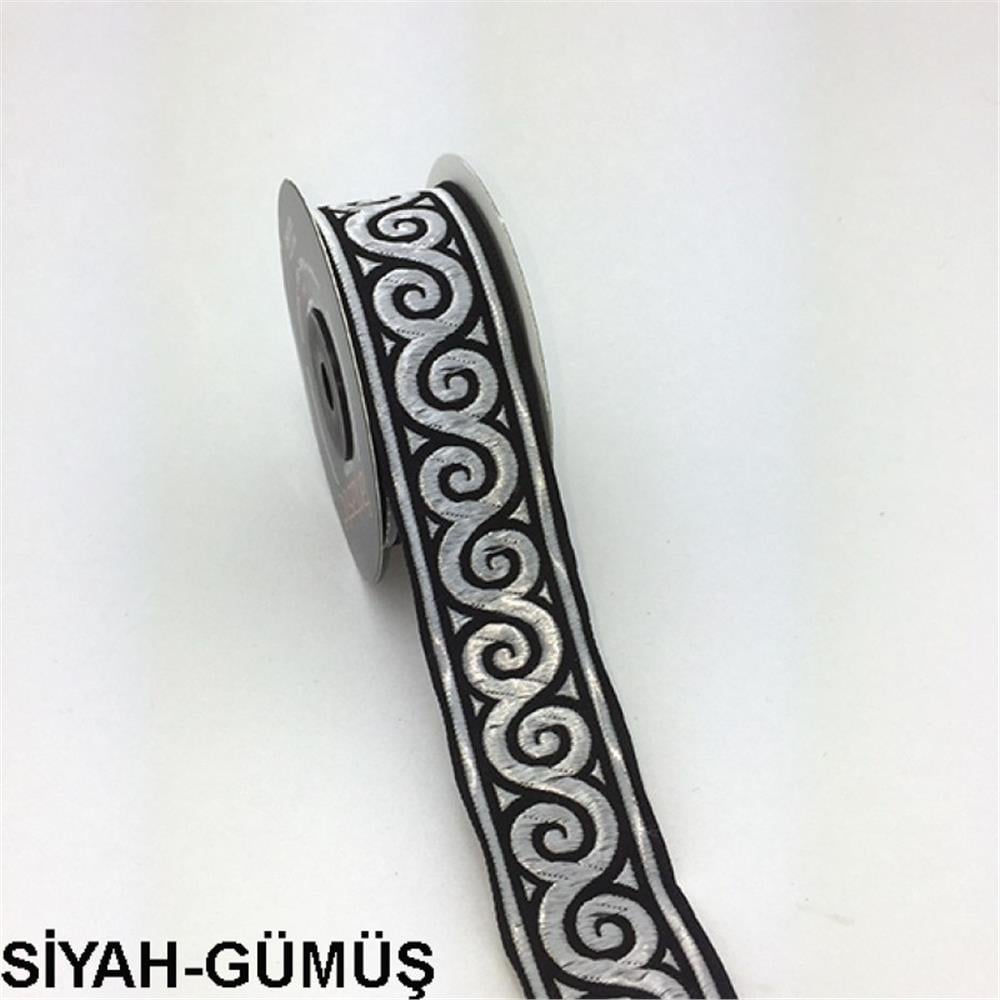 35061-Bordür - 10 mt Siyah-Gümüş
