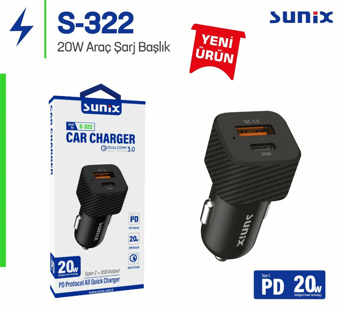 Sunix S-322 Araç Şarj Aleti | İzmir fan