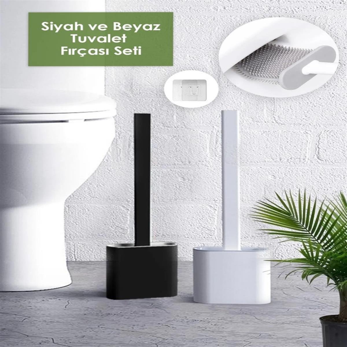 Siyah Ve Beyaz Silikon Tuvalet Fırçası Bükülebilir Silikon Wc Klozet Fırçası