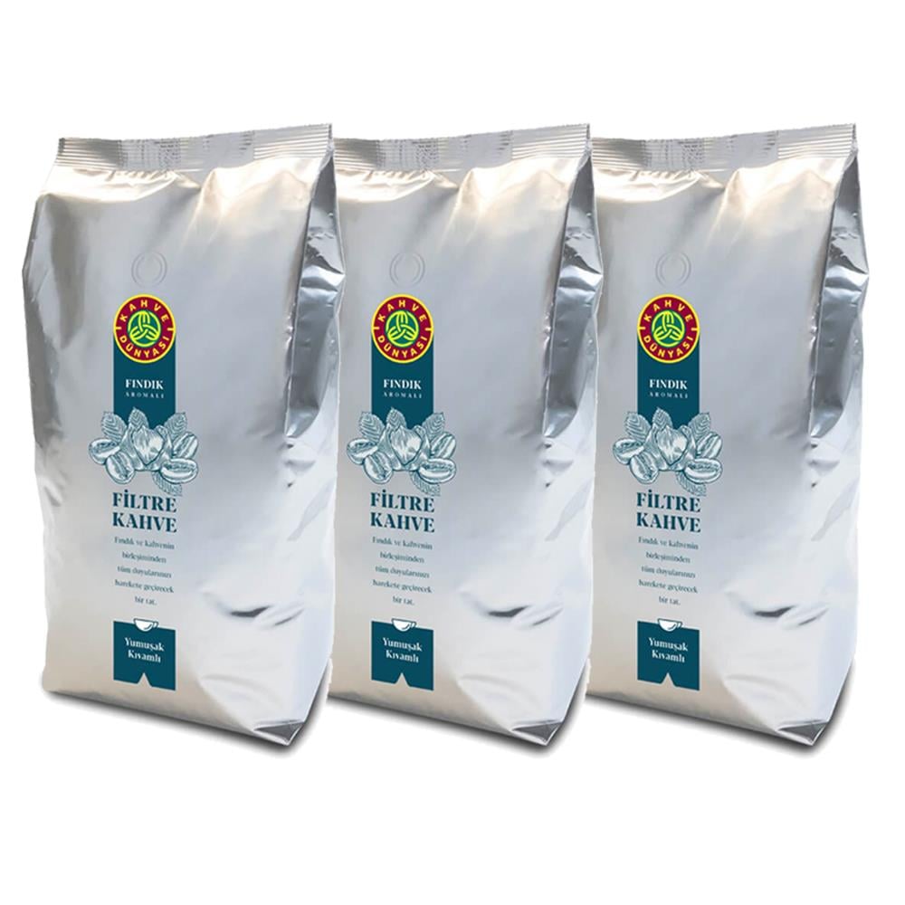 Kahve Dünyası Fındık Aromalı Filtre Kahve Kavrulmuş Çekirdek 1 kg x 2 Adet