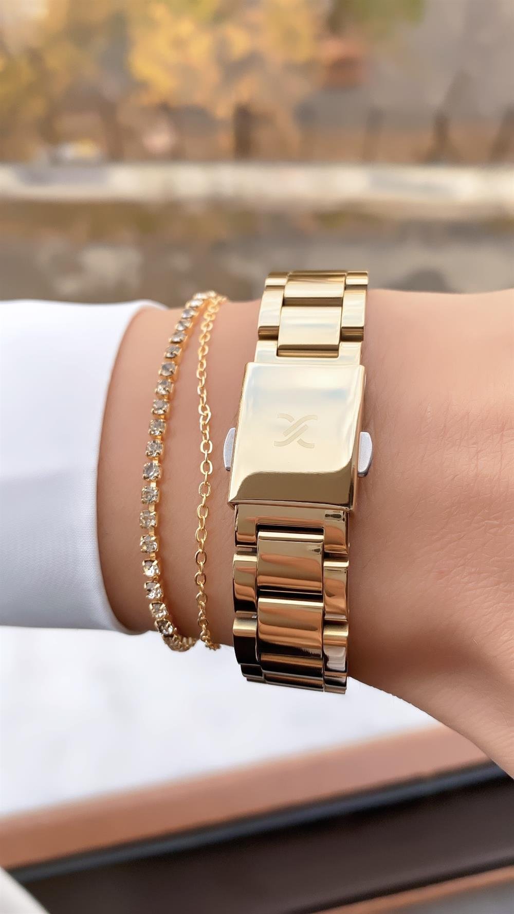 Daniel Klein kadın altın renk kol saati + Bileklik hediyeli