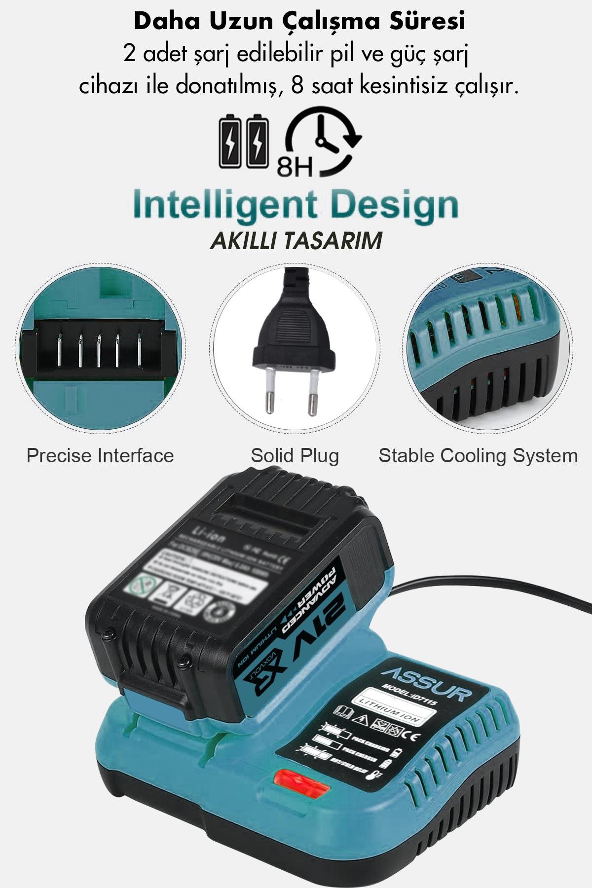 ASSUR 21V 800 Nm 3'lü Set Profesyonel Akülü El Aleti Seti