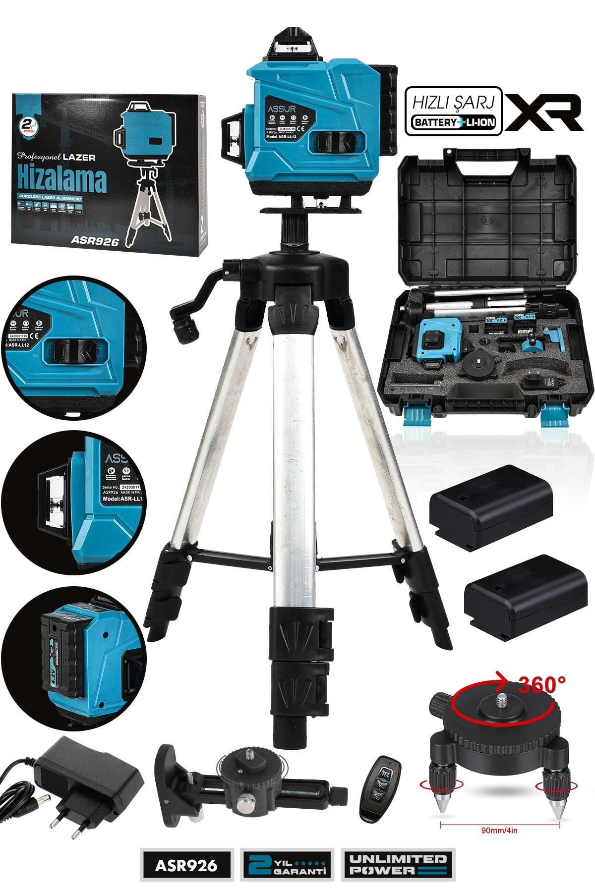 Assur Profesyonel 360° 16 Köşe Otomatik Hizalama Tripod'lu Lazer