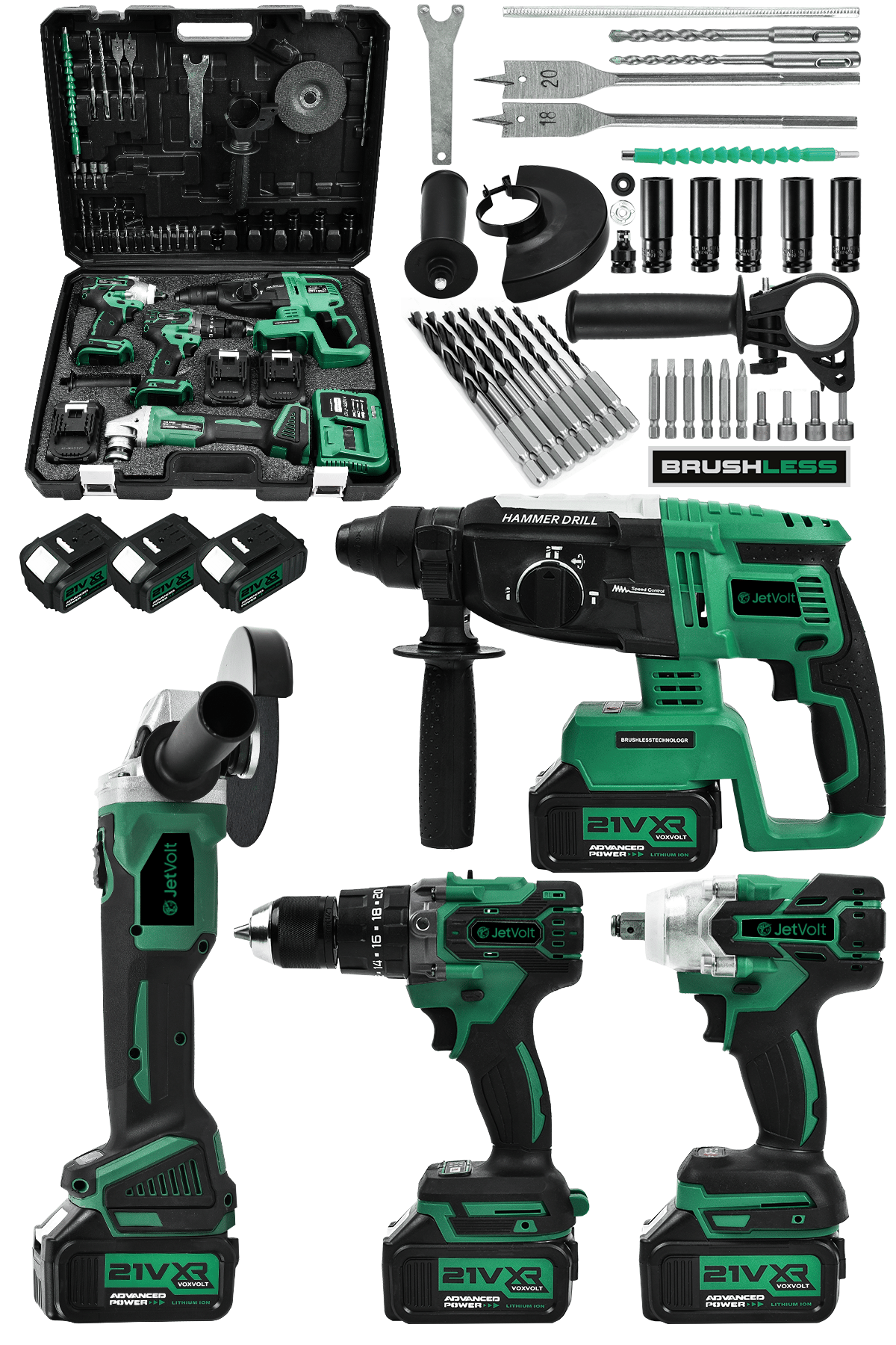 ディフェイスシリーズ4点セット JetVolt Profesyonel 4'Lü Set Şarjlı 2-26 Kırıcı Delici Hilti+125mm
