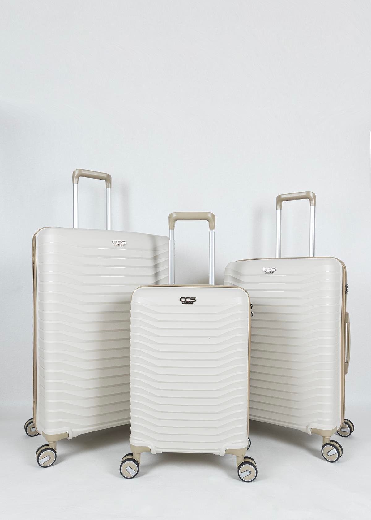 Seyahatleriniz İçin Mükemmel Partner: Ultra Dayanıklı 3'Lü Set Valiz & Bavul  Krem