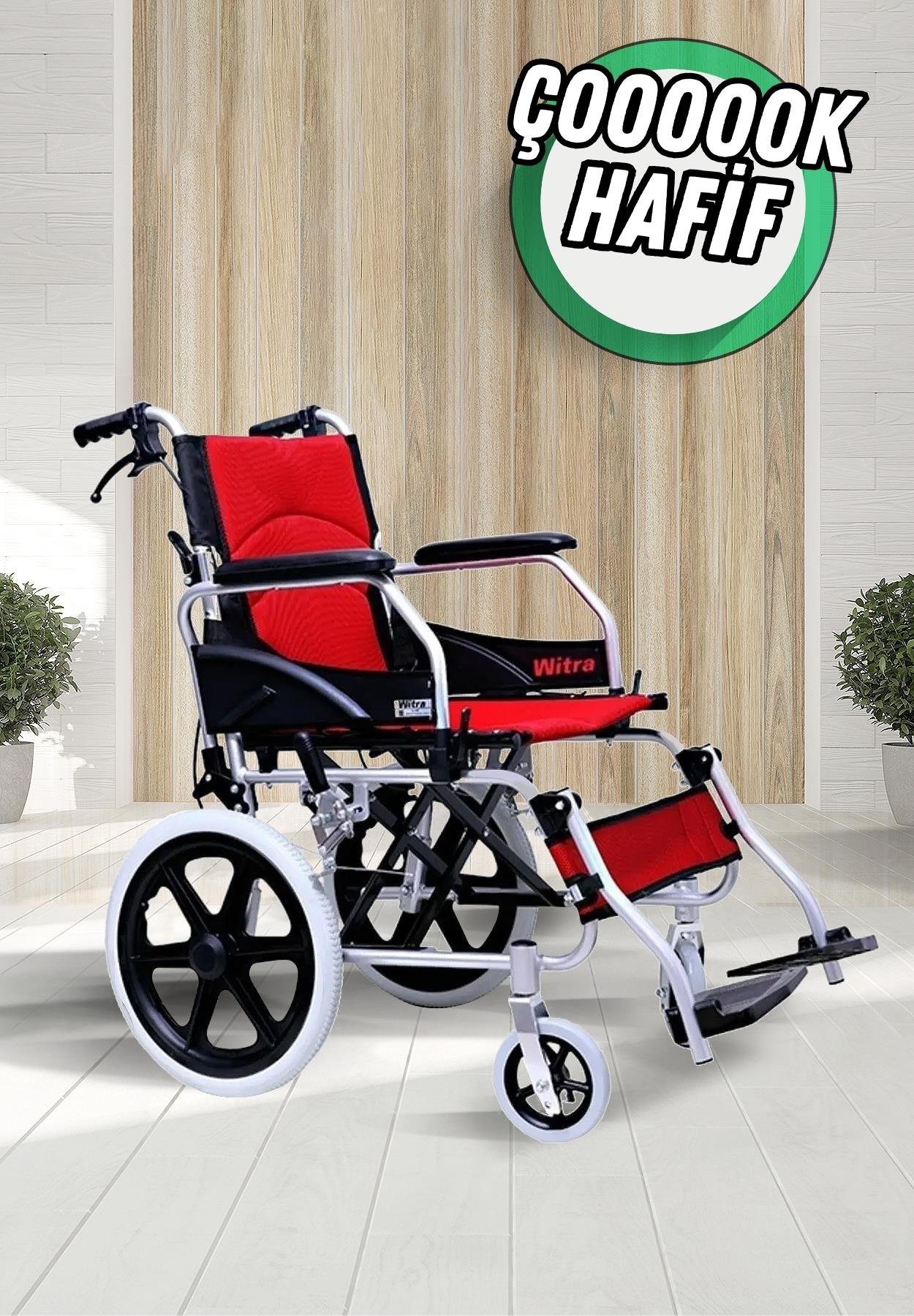 Witra Frenli Katlanabilir Tekerlekli Sandalye - Kırmızı Renkli