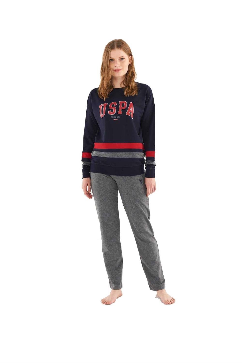 U.S. Polo Assn Kadın Uzun Kollu Lacivert Pijama Takımı 16802 | Black Online