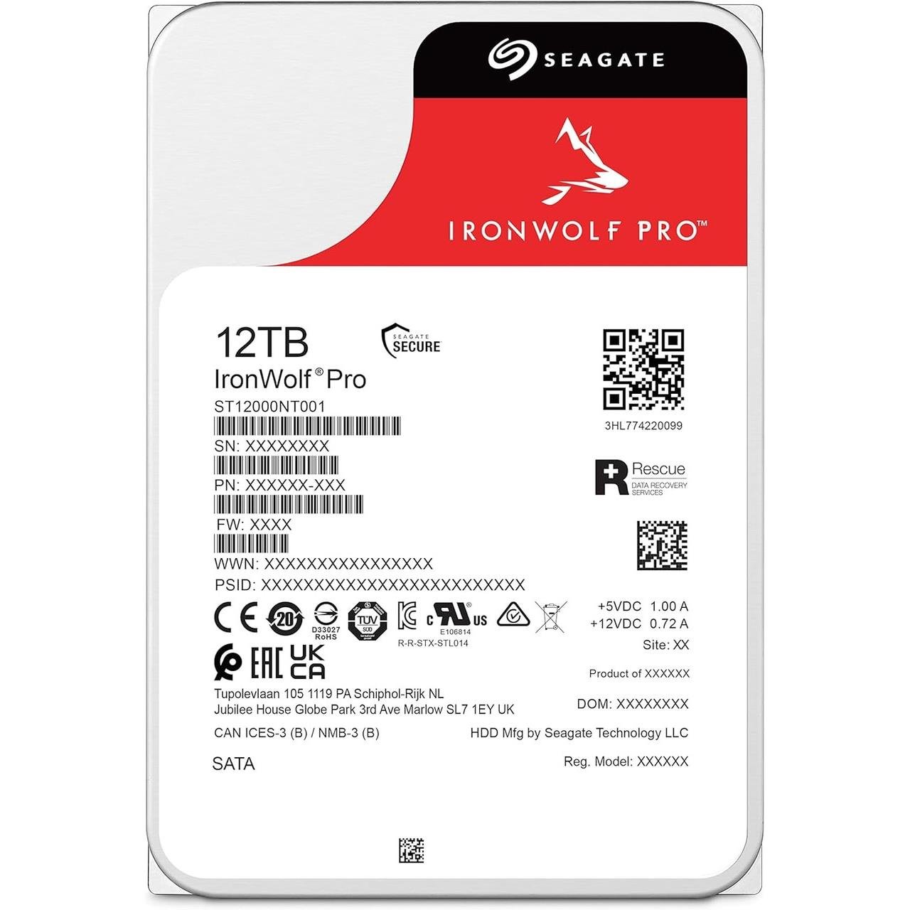 SEAGATE IRONWOLF PRO 12TB 7200RPM 256MB SATA3 6Gbit/sn