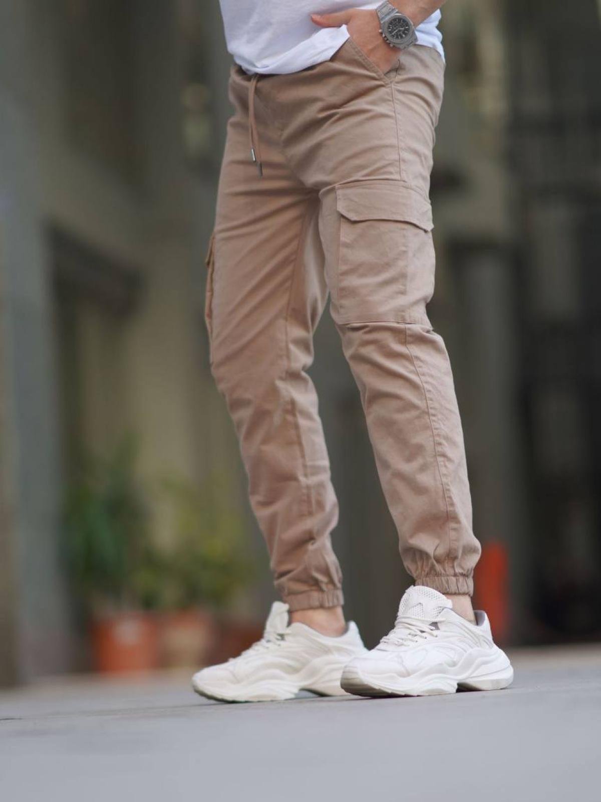 Men cargo joggers wholesale Light Brown color From Turkey