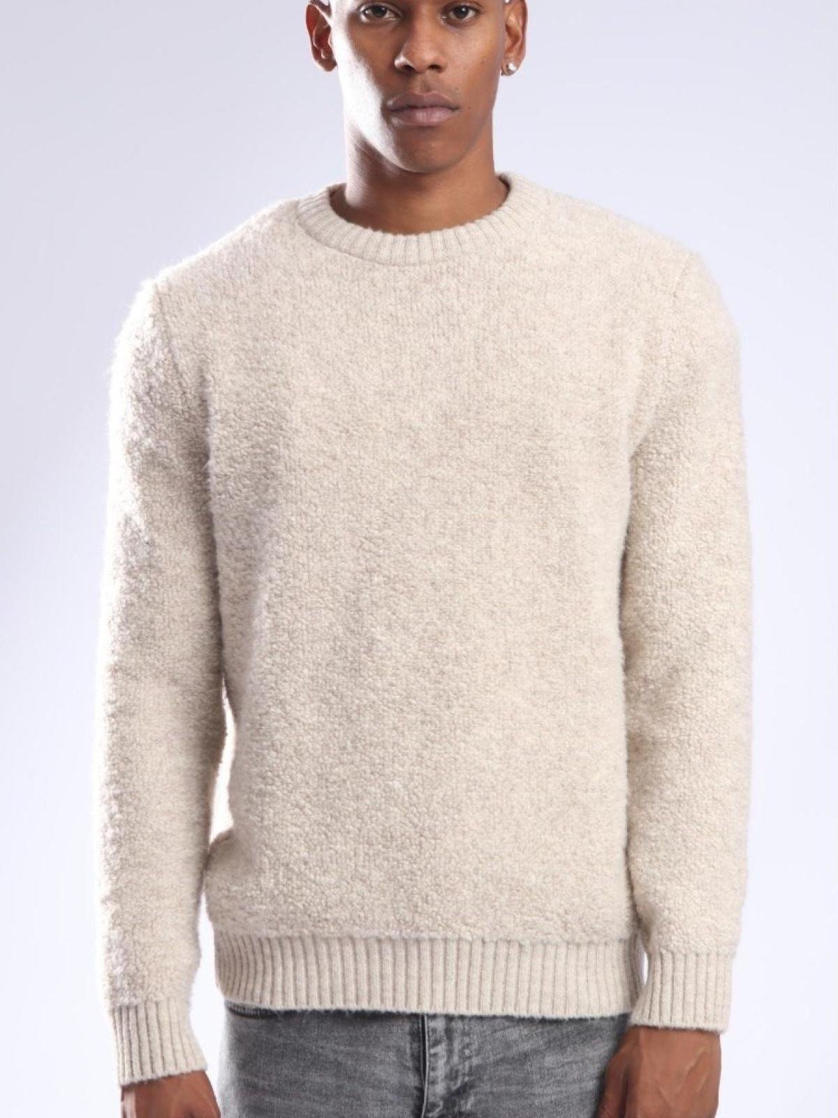 Men crew neck sweater wholesale Cream color Wholesale Jumper Cardigan