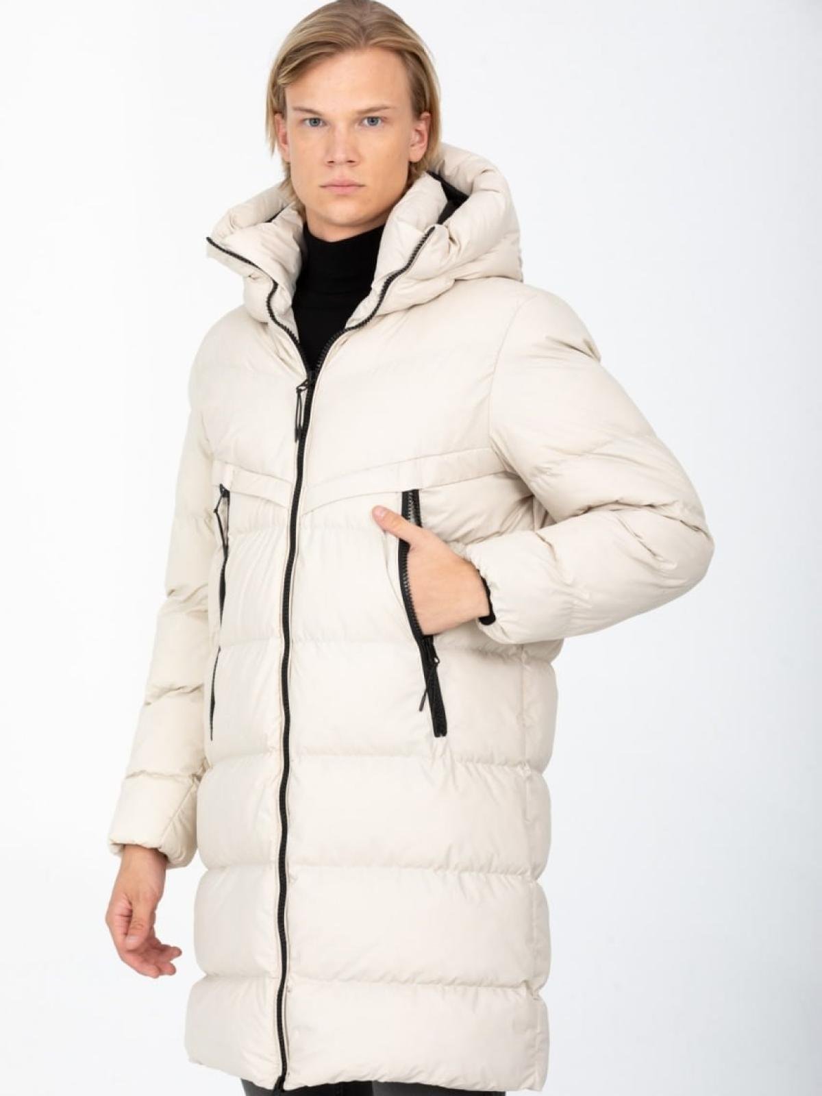 Men hooded puffer jacket wholesale Cream color | From Turkey