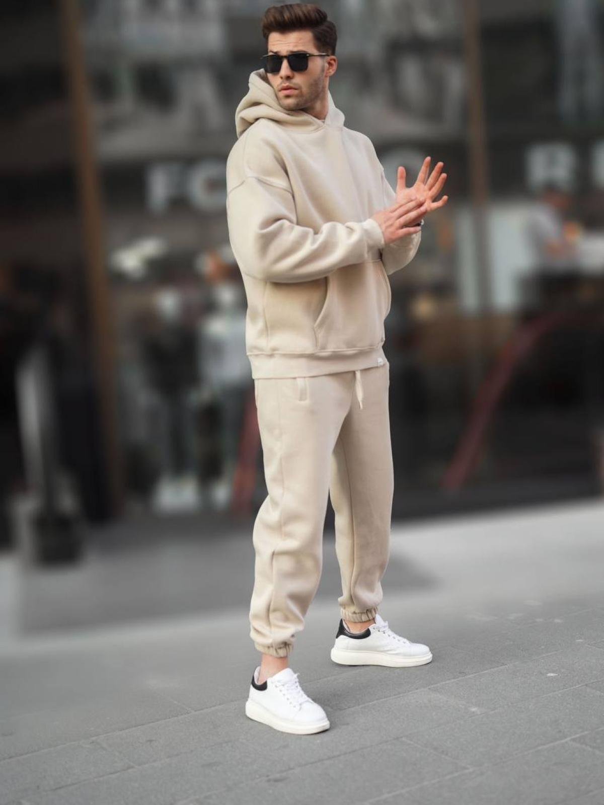 Beige sweatpants set hotsell