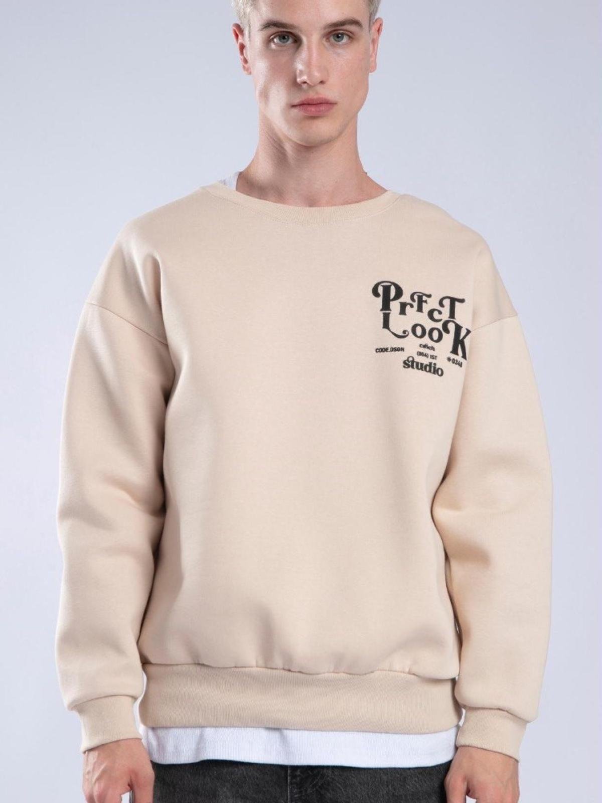 Men printed sweatshirt wholesale Cream color Wholesale Sweatshirt