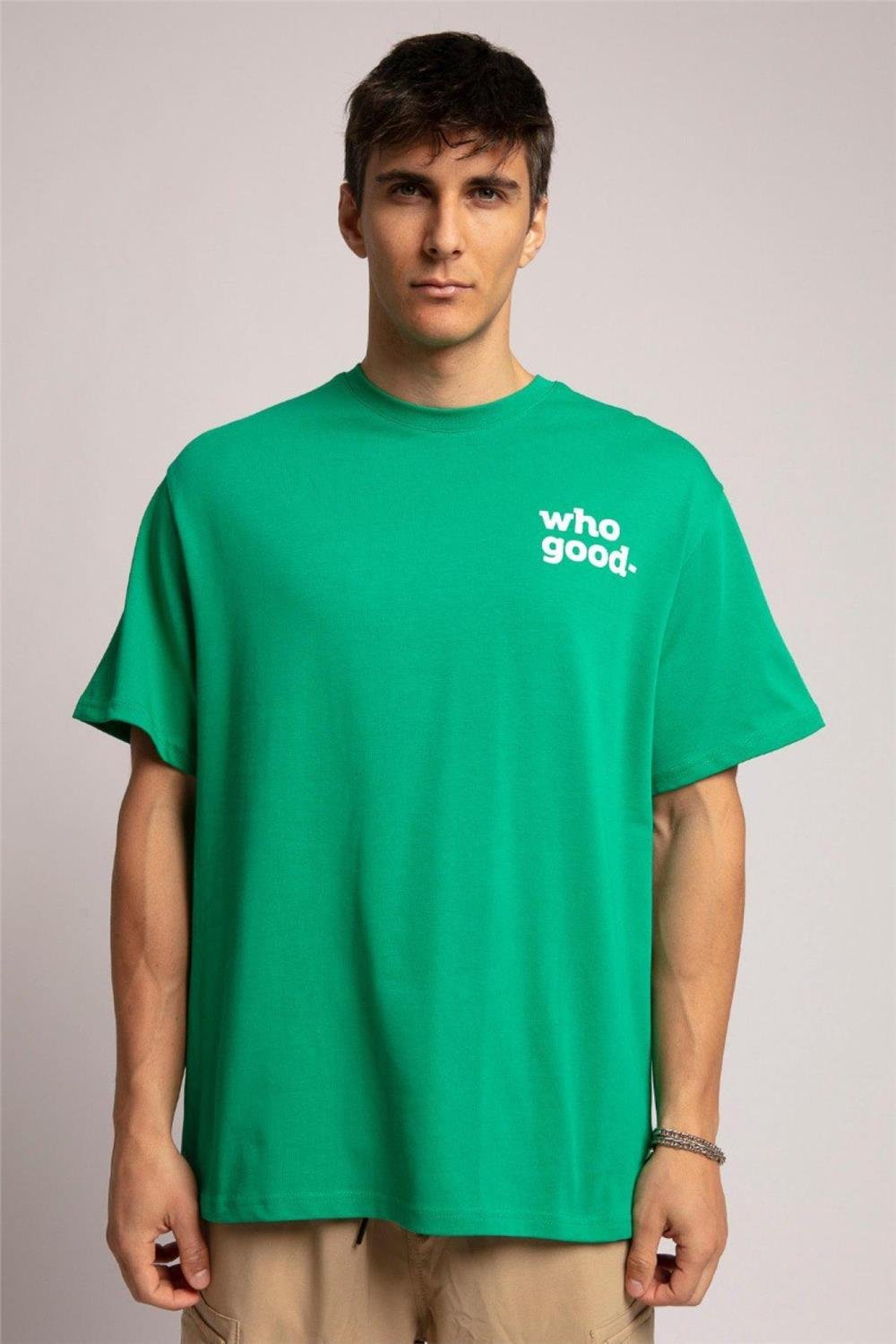 Erkek Baskılı Tişört Toptan Yeşil Renk | Toptan Satış