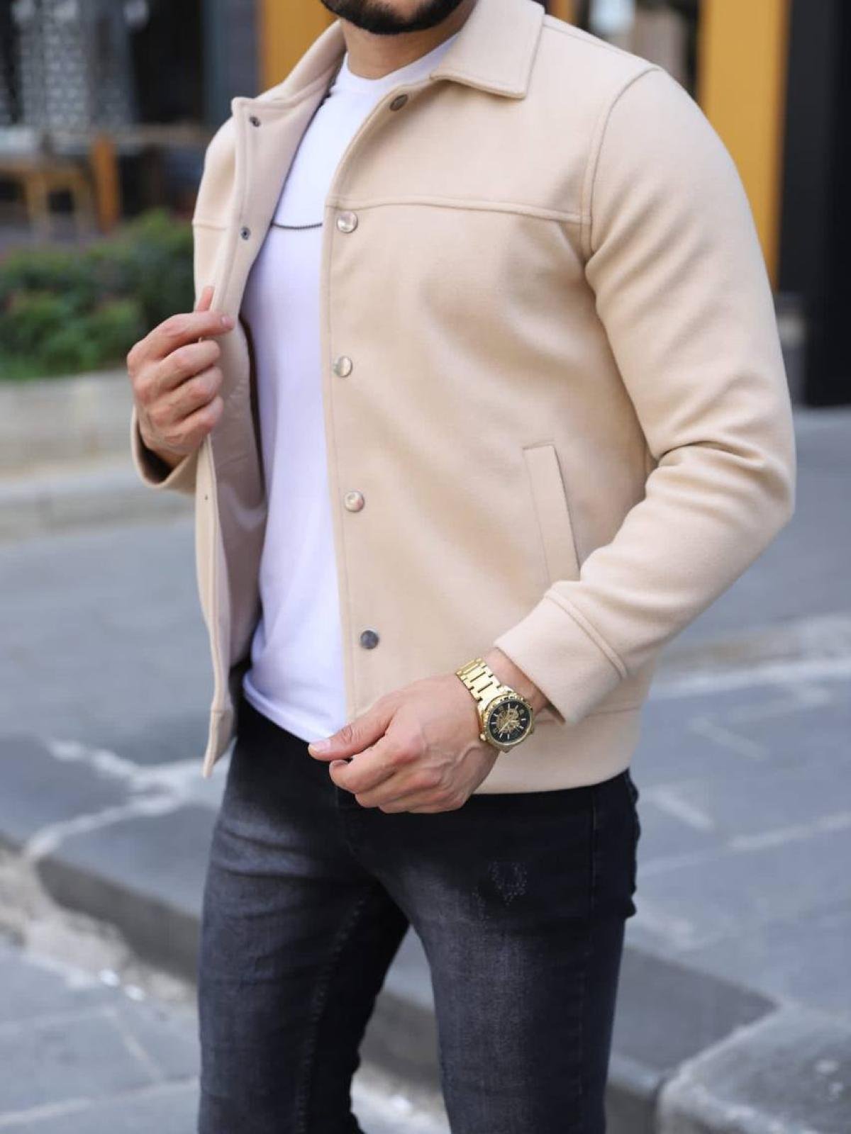Cream coat men sales
