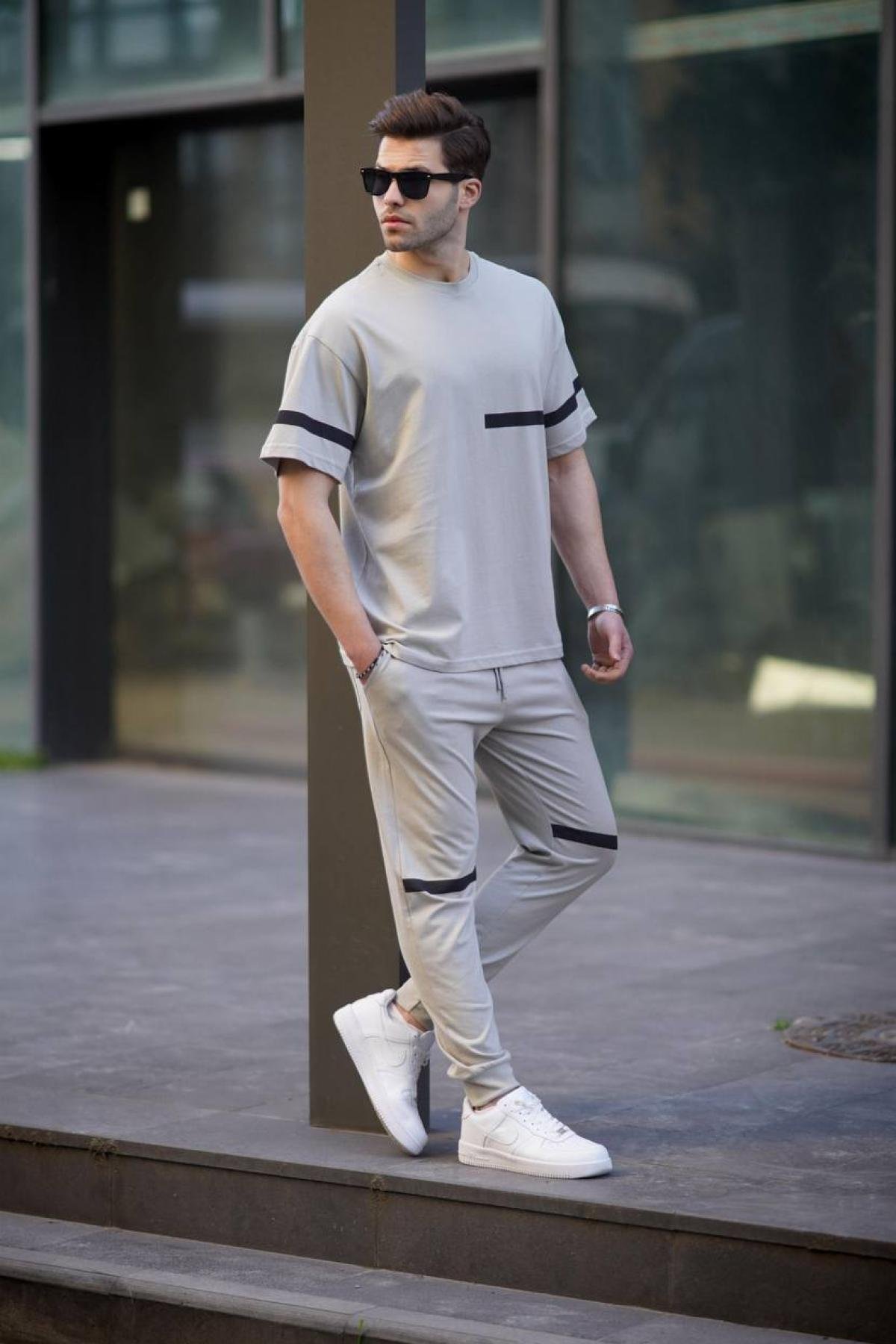 Men short sleeve tracksuit wholesale Gray color Wholesale Tracksuit Set