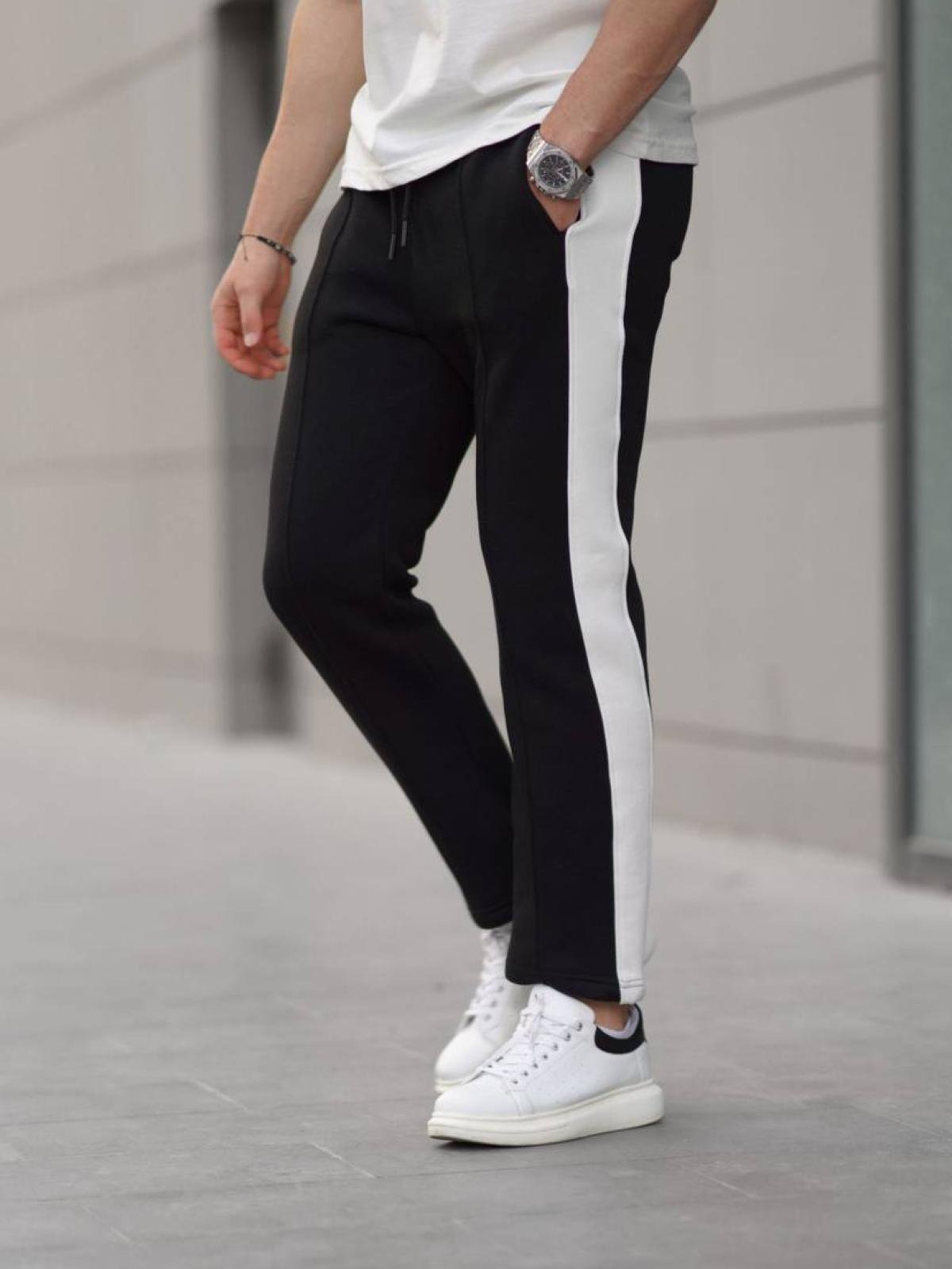 Side stripe hot sale sweatpants mens