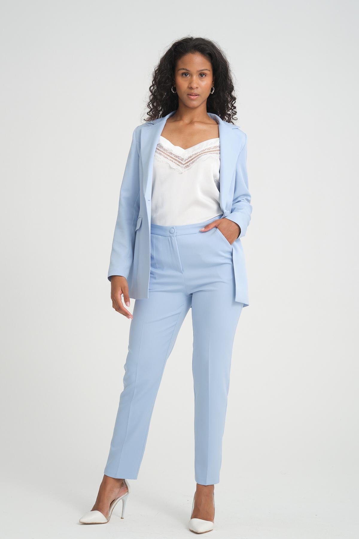 Plus size light blue blazer hot sale
