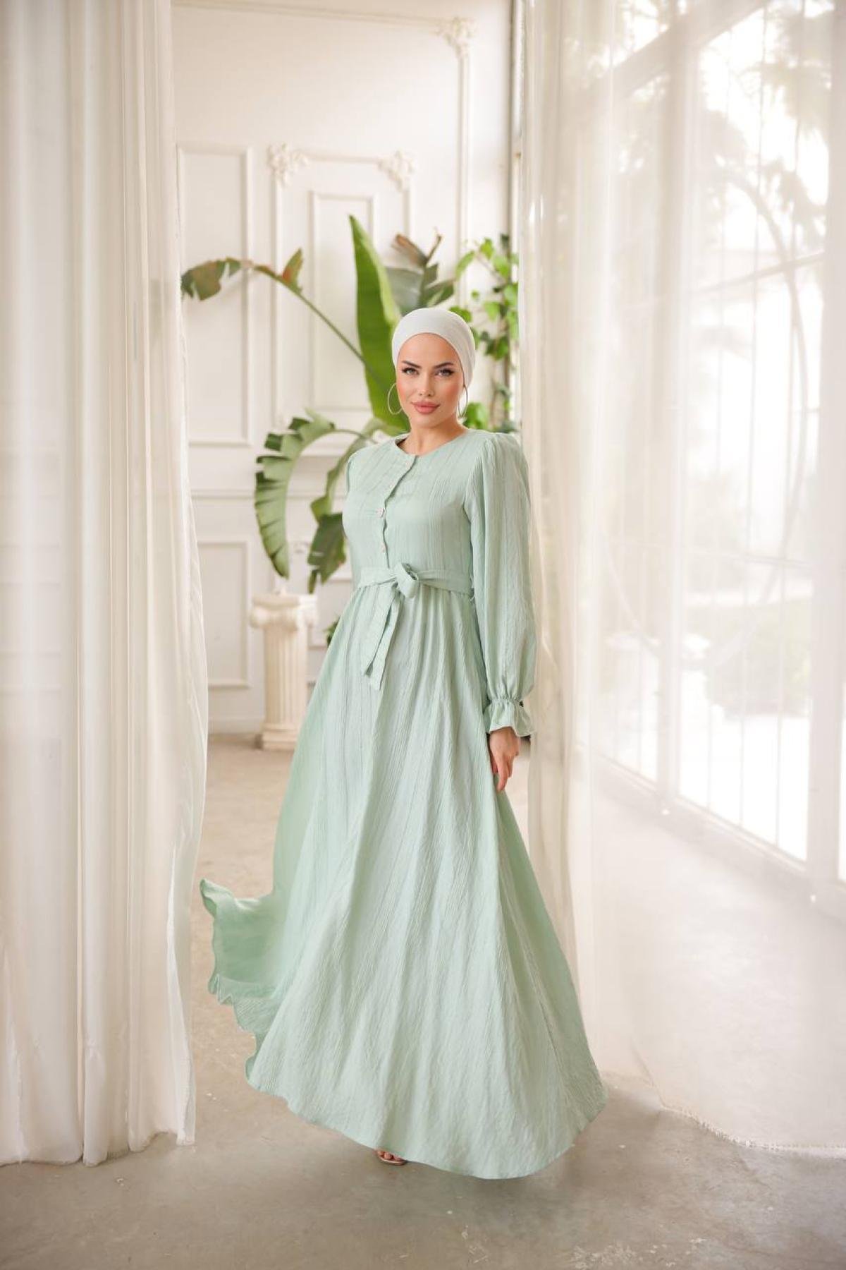 Women button up maxi dress wholesale Pale Mint color Wholesale Dress