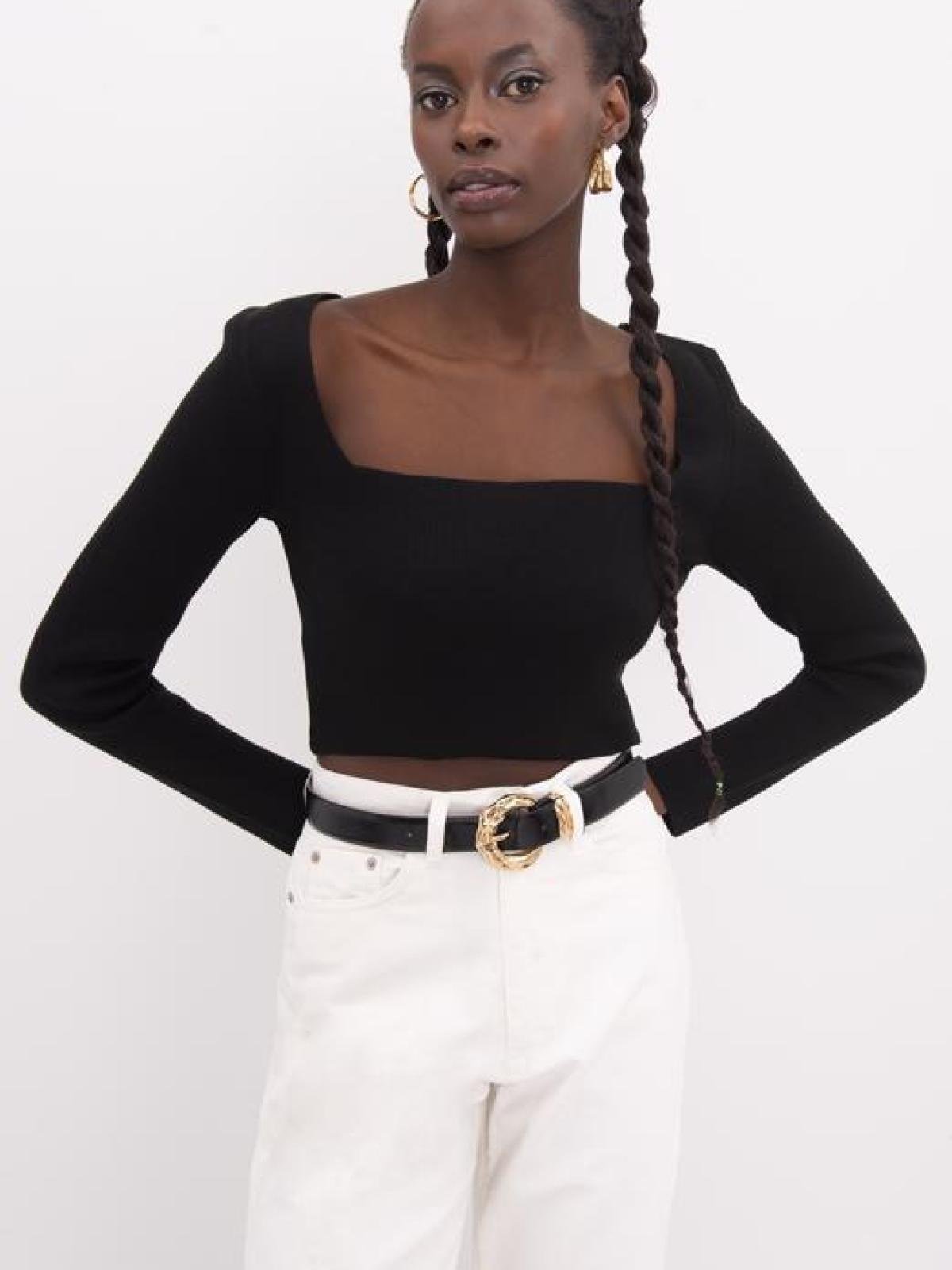 Women cropped sweater wholesale Black color Wholesale Clothing