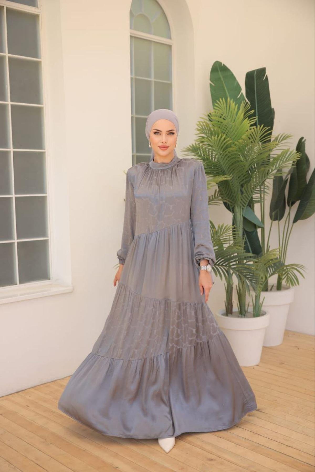 Women hijab maxi dress wholesale Gray color | Wholesale Dress