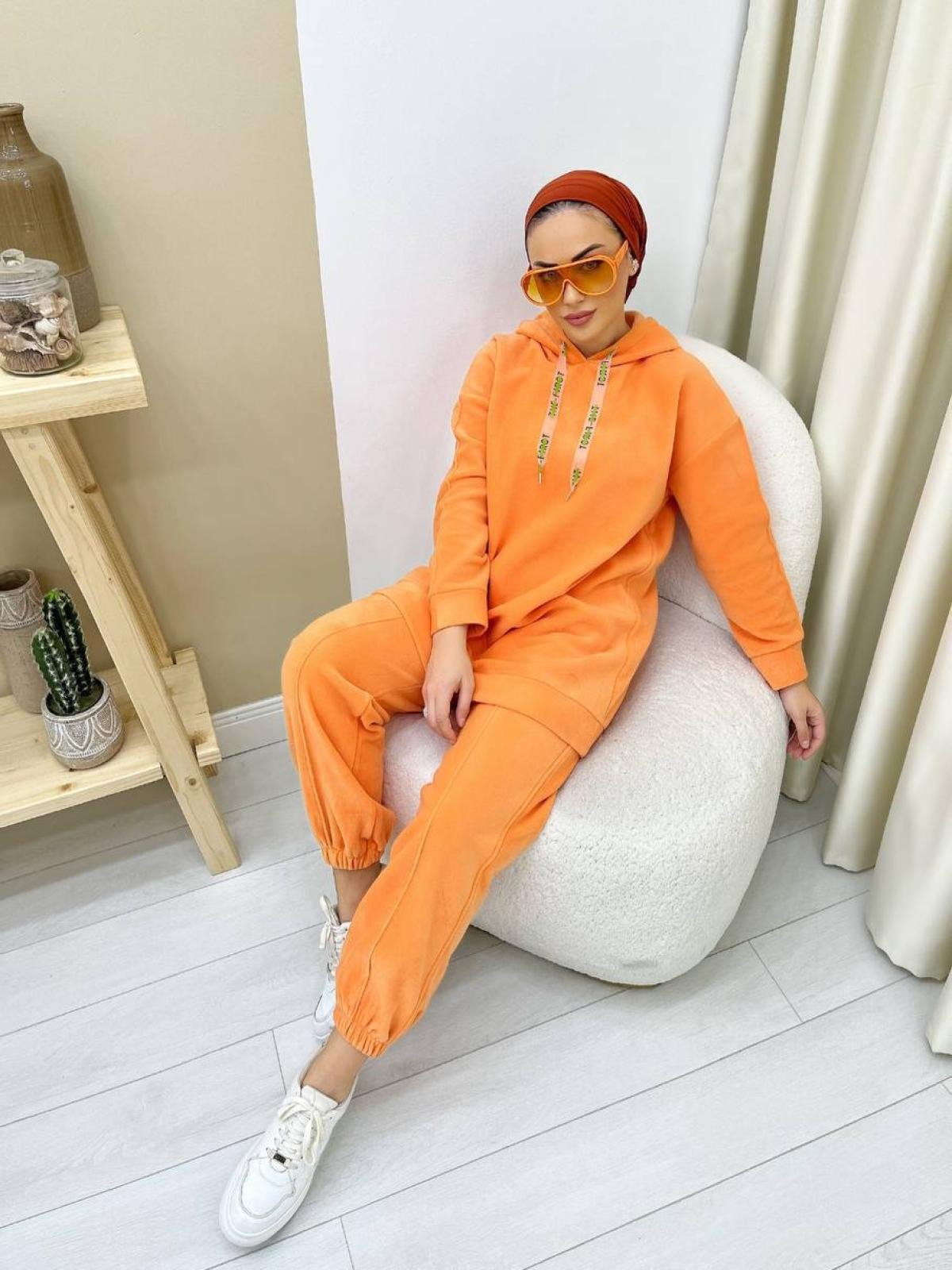 Women hoodie and pants set wholesale Light Orange color Wholesale Suit