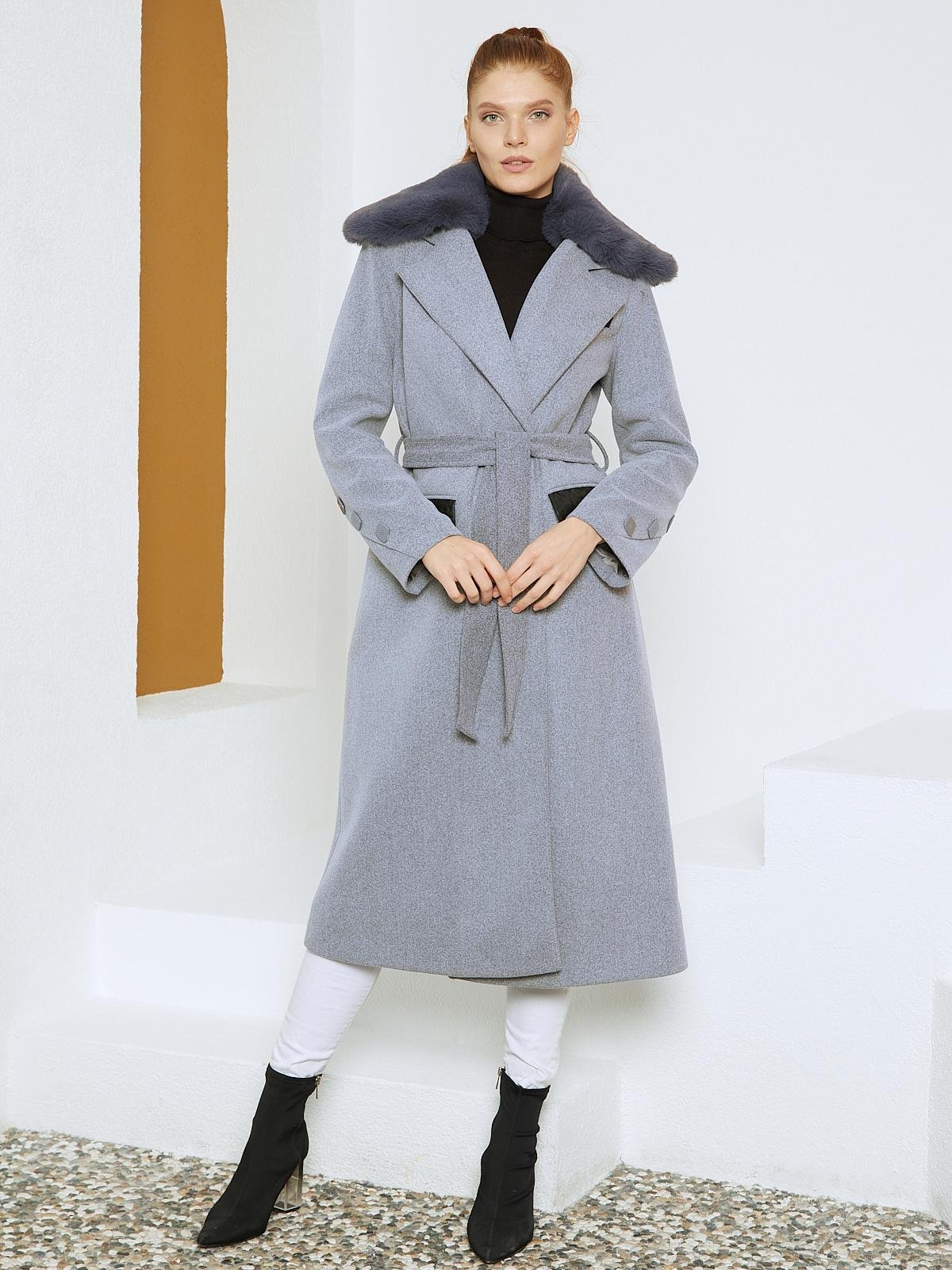 Knee length grey coat cheap