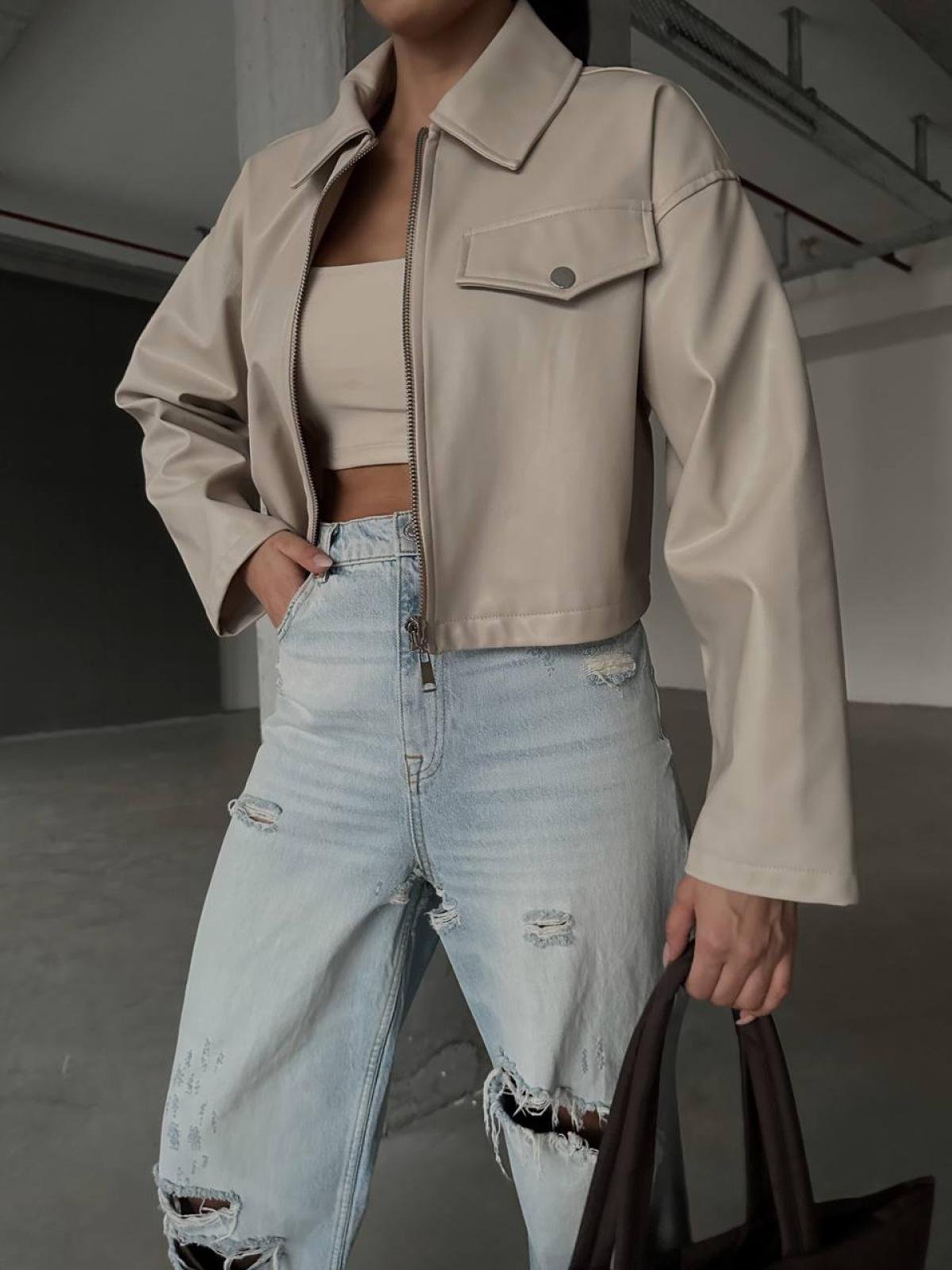 Women leather jacket wholesale Almond color From Turkey