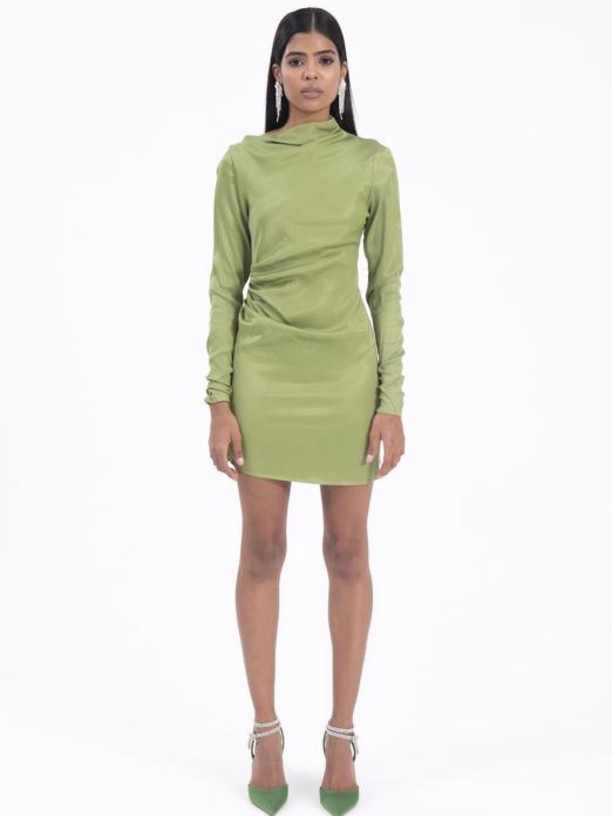miusol green dress Olive High Neck Long Sleeve Mini Dress – AX Paris main image 1