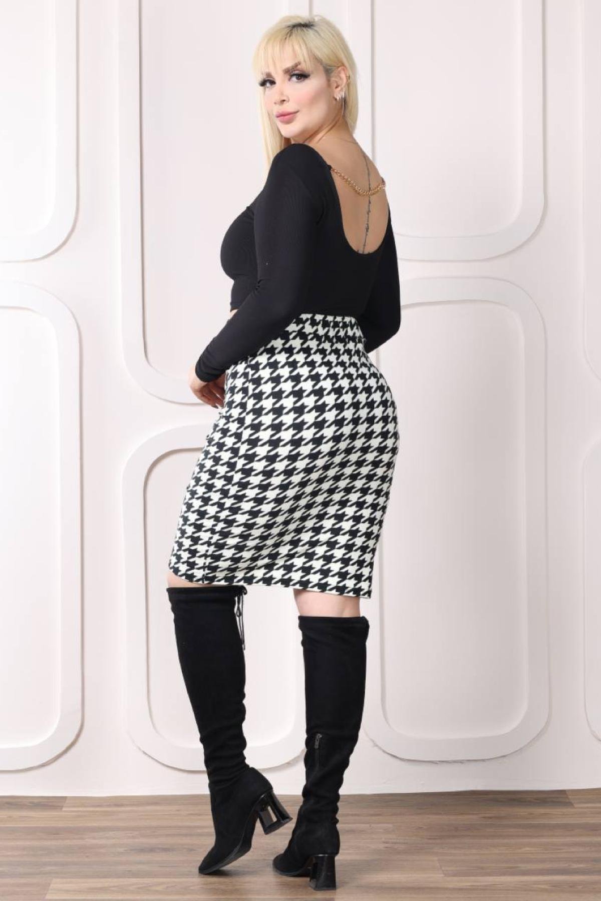 Plus size houndstooth pencil skirt hotsell