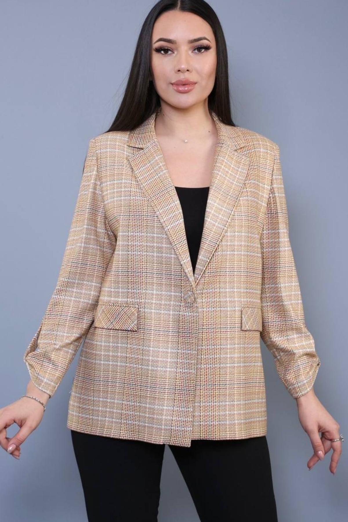 Plus size women's plaid cheap blazers