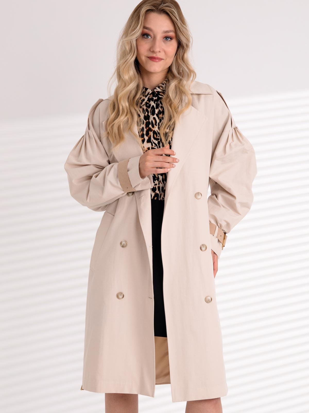 Women Puff-Sleeve Trench Coat Wholesale Cream Color | From Turkey