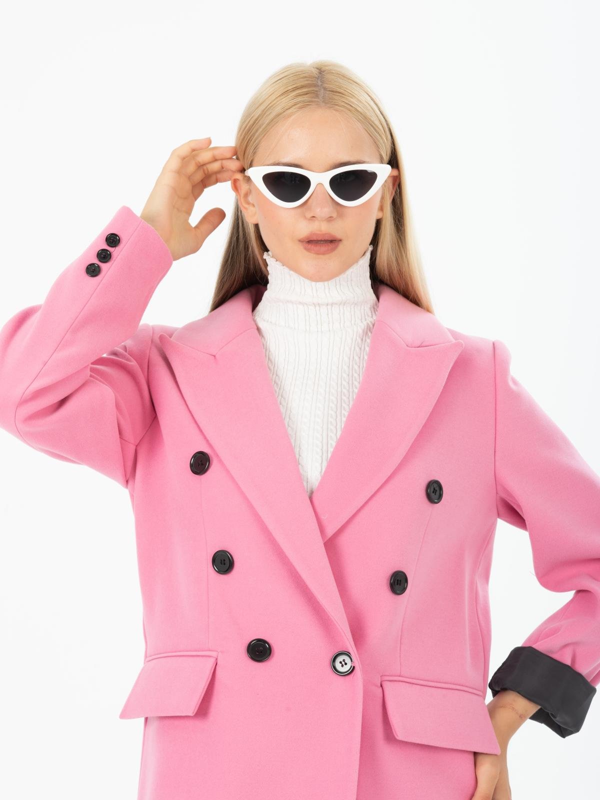 Women Six Button Coat Wholesale French Pink Color Wholesale Overcoat