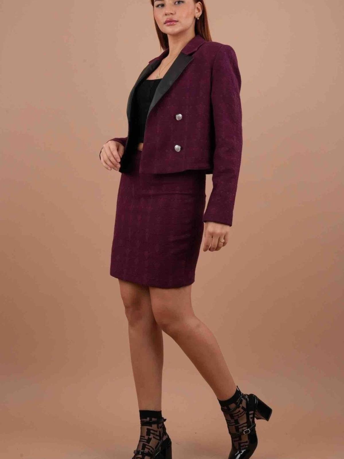 Women skirt suit wholesale Burgundy color Wholesale Skirt Set