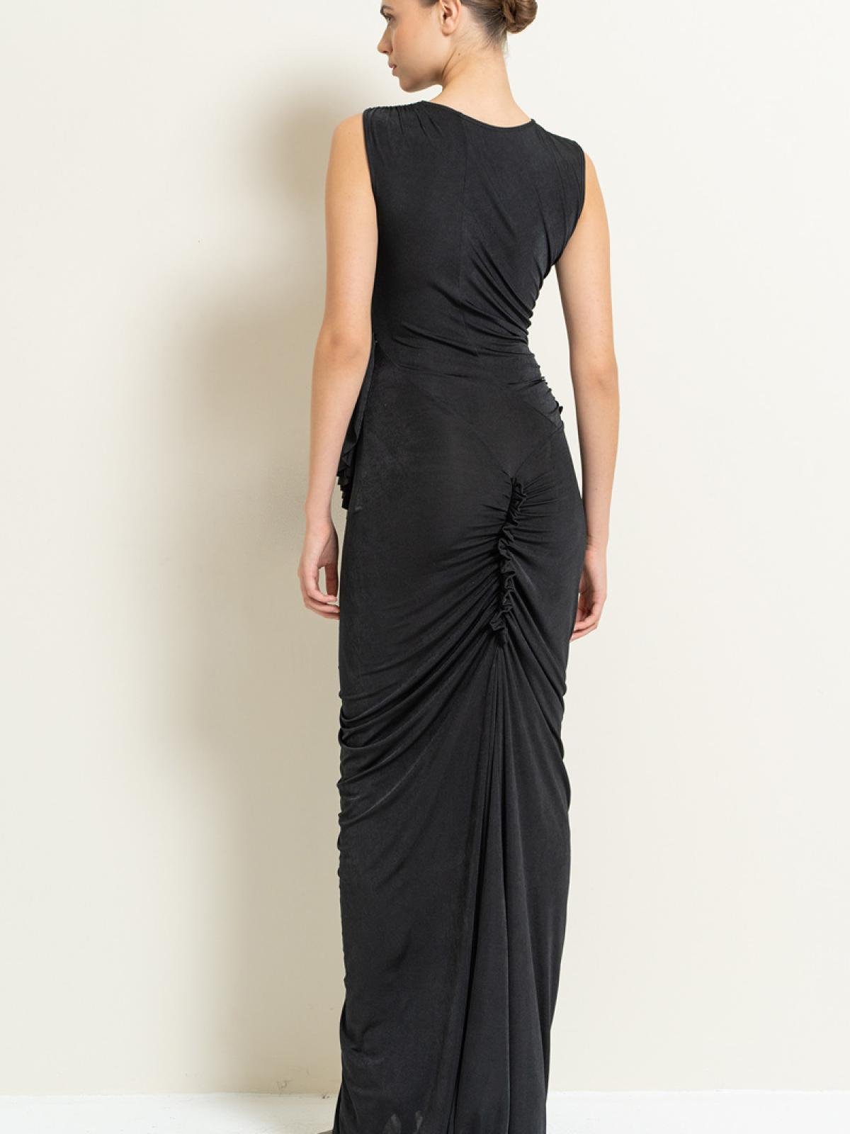 Sleeveless Shirred Maxi Dress