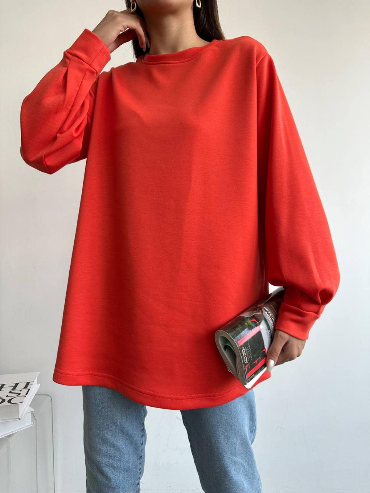 Coral color sweatshirt top