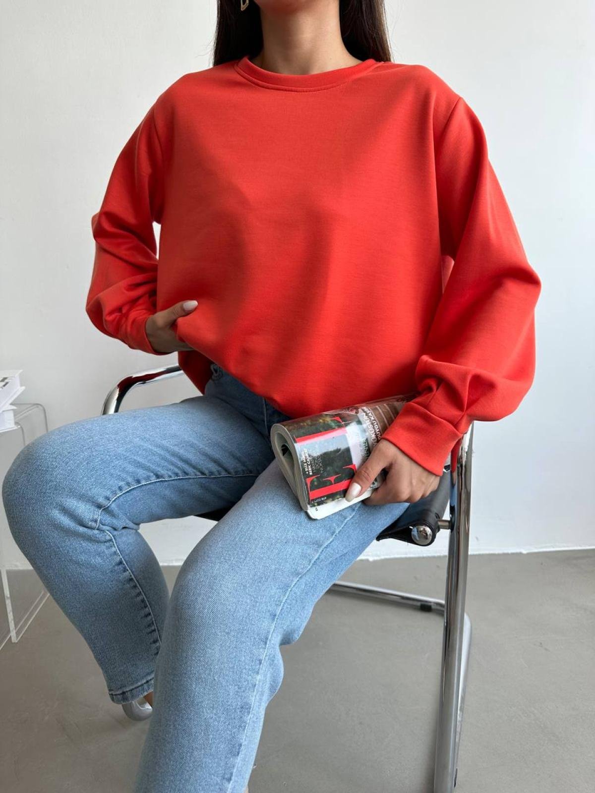 Women sweatshirt wholesale Coral color From Turkey