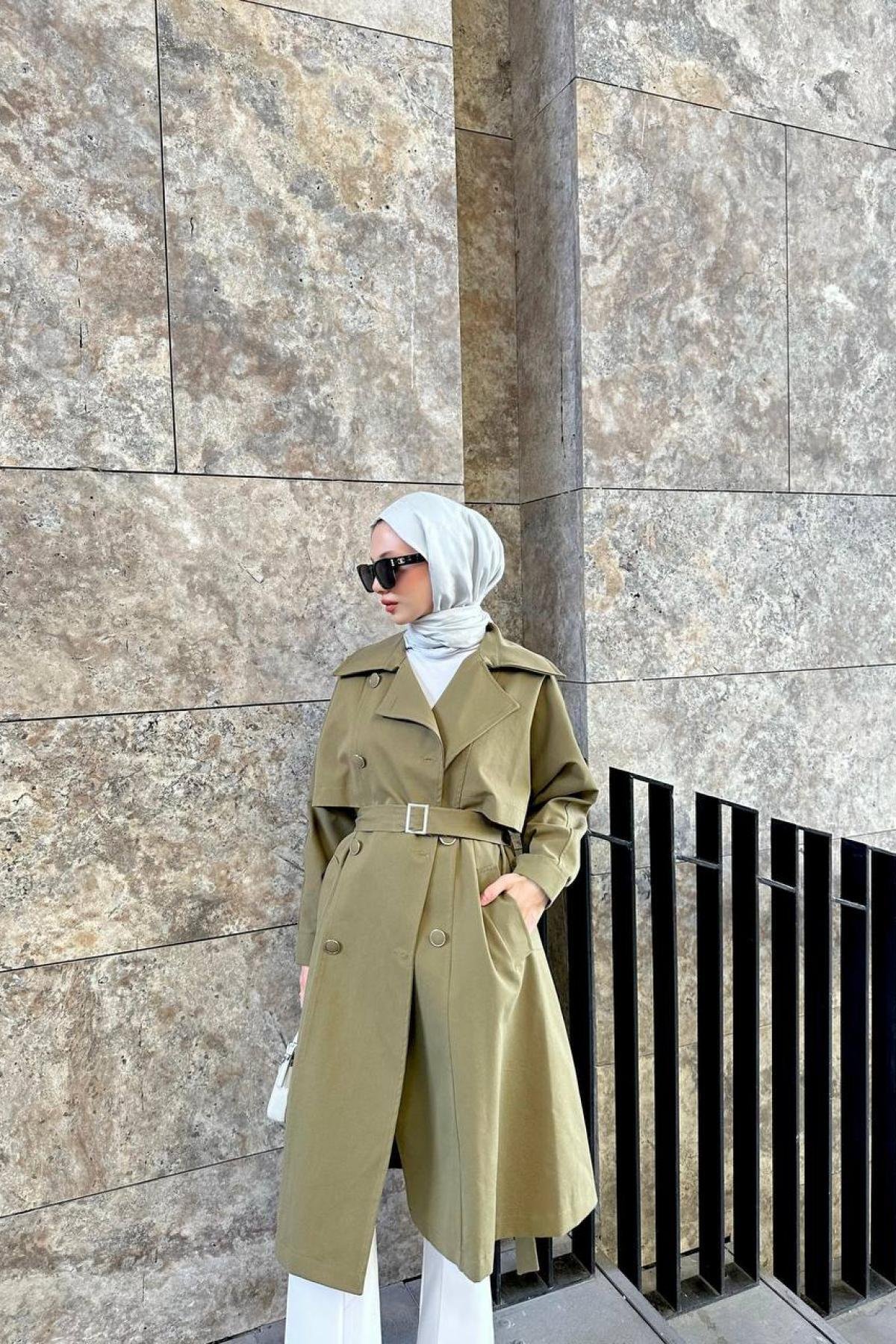 Olive green trench coat womens online