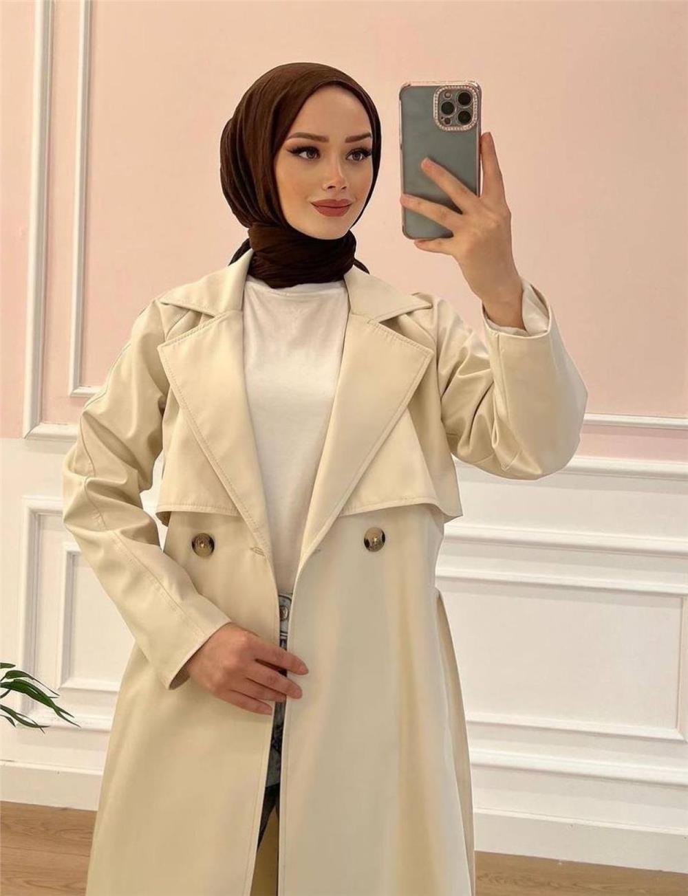 Cream colored trench coat online