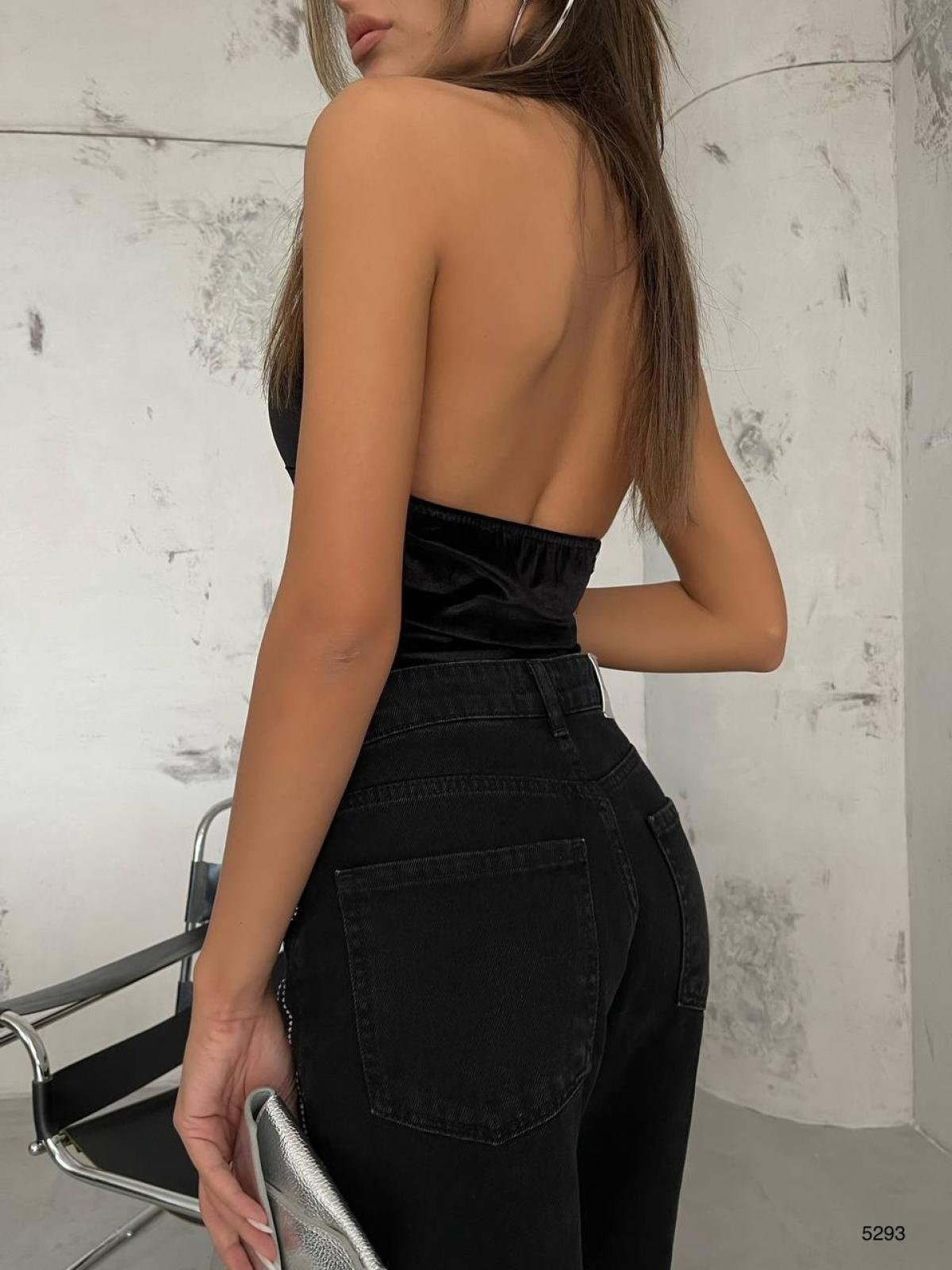 VELVET BLACK HALTER BODYSUIT - Limited