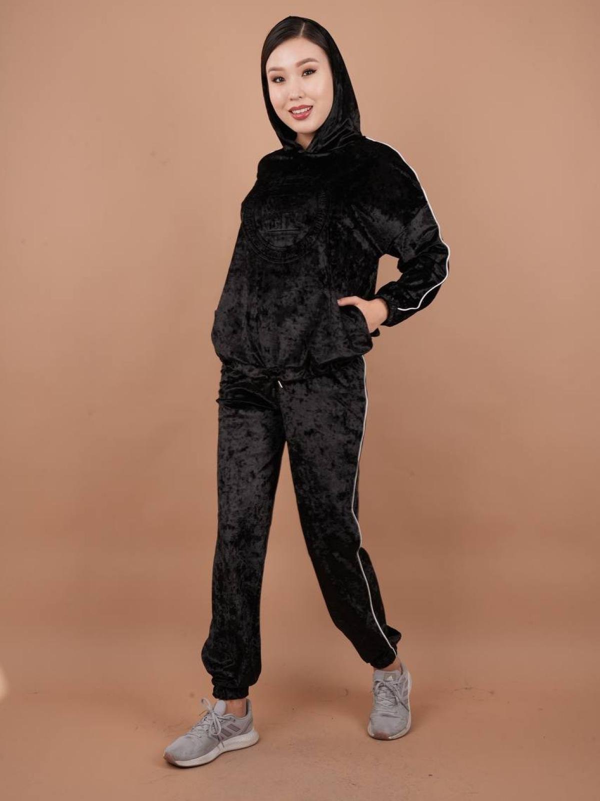 Black velvet sweatsuit on sale