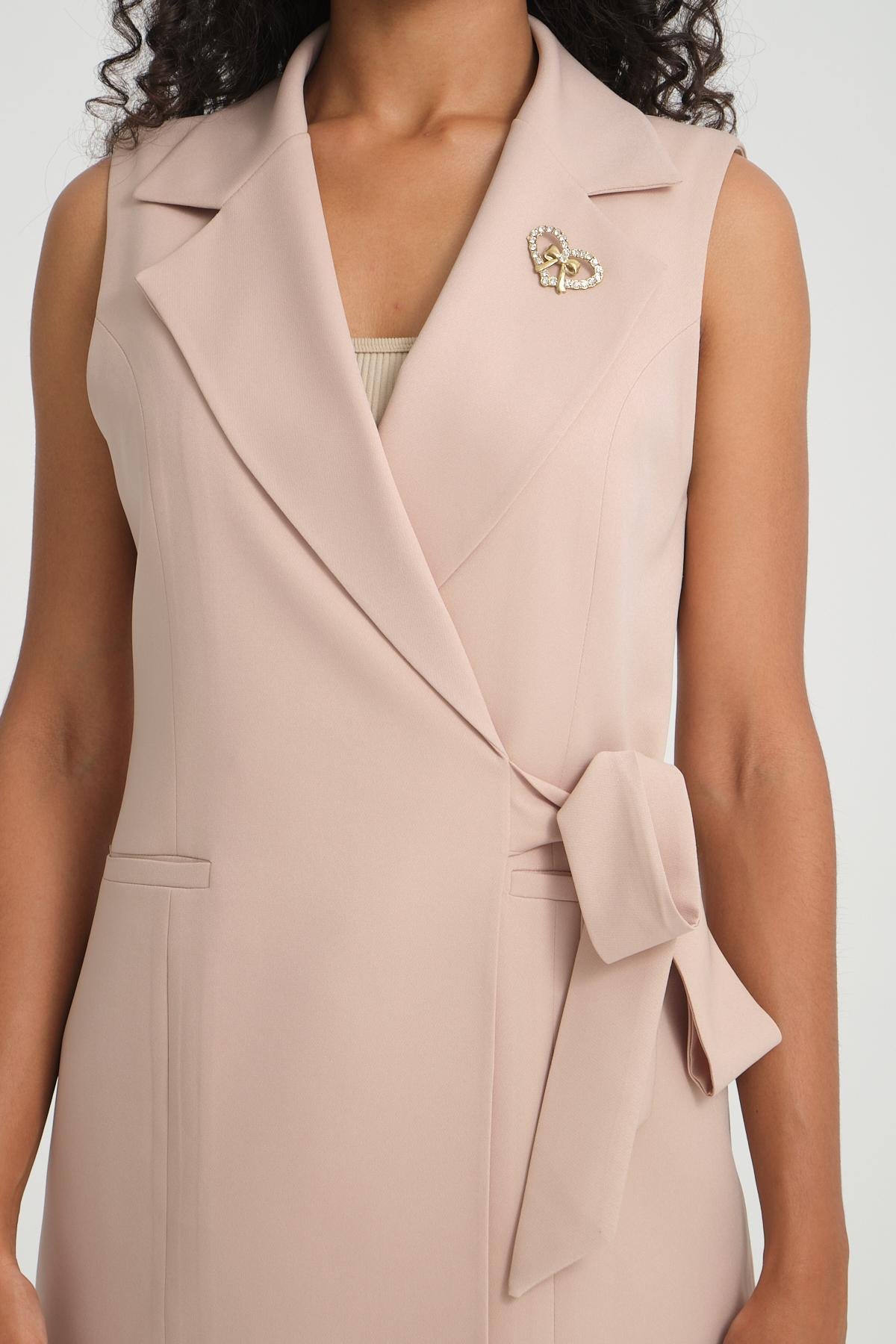 Women vest and pants suit Plus size wholesale Beige color