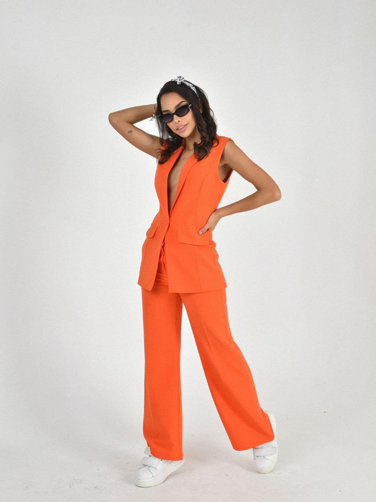 Orange womens pants clearance suit